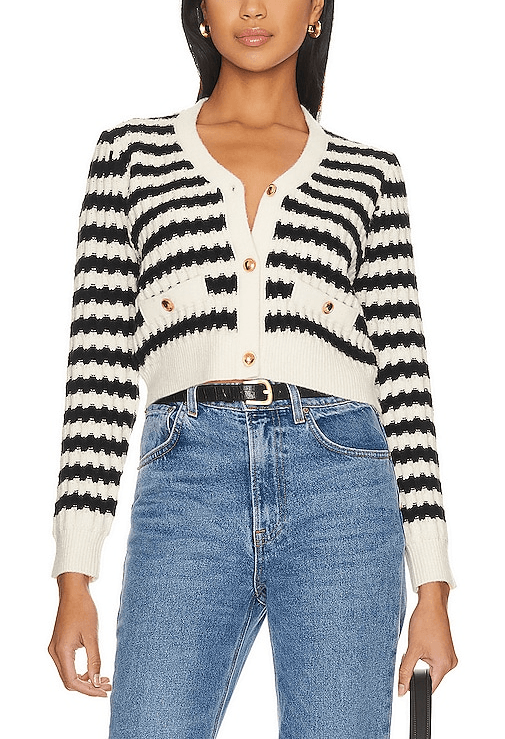 Laurel Cardigan In Ivory & Black - Image 1