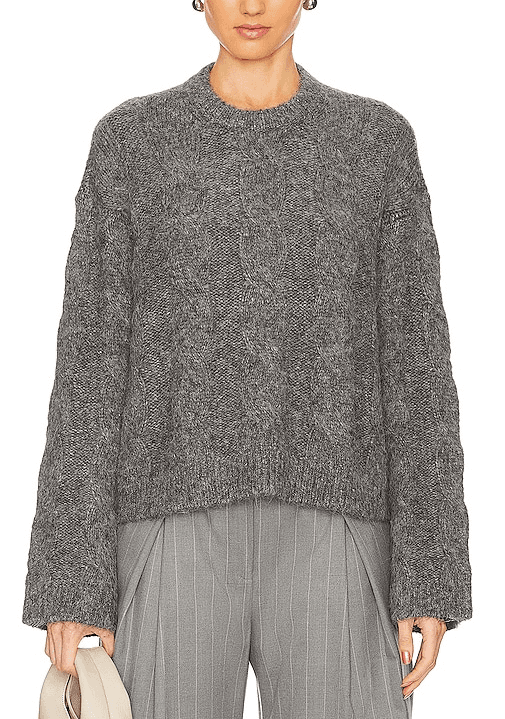 Adria Cable Sweater In Charcoal Grey - Image 1