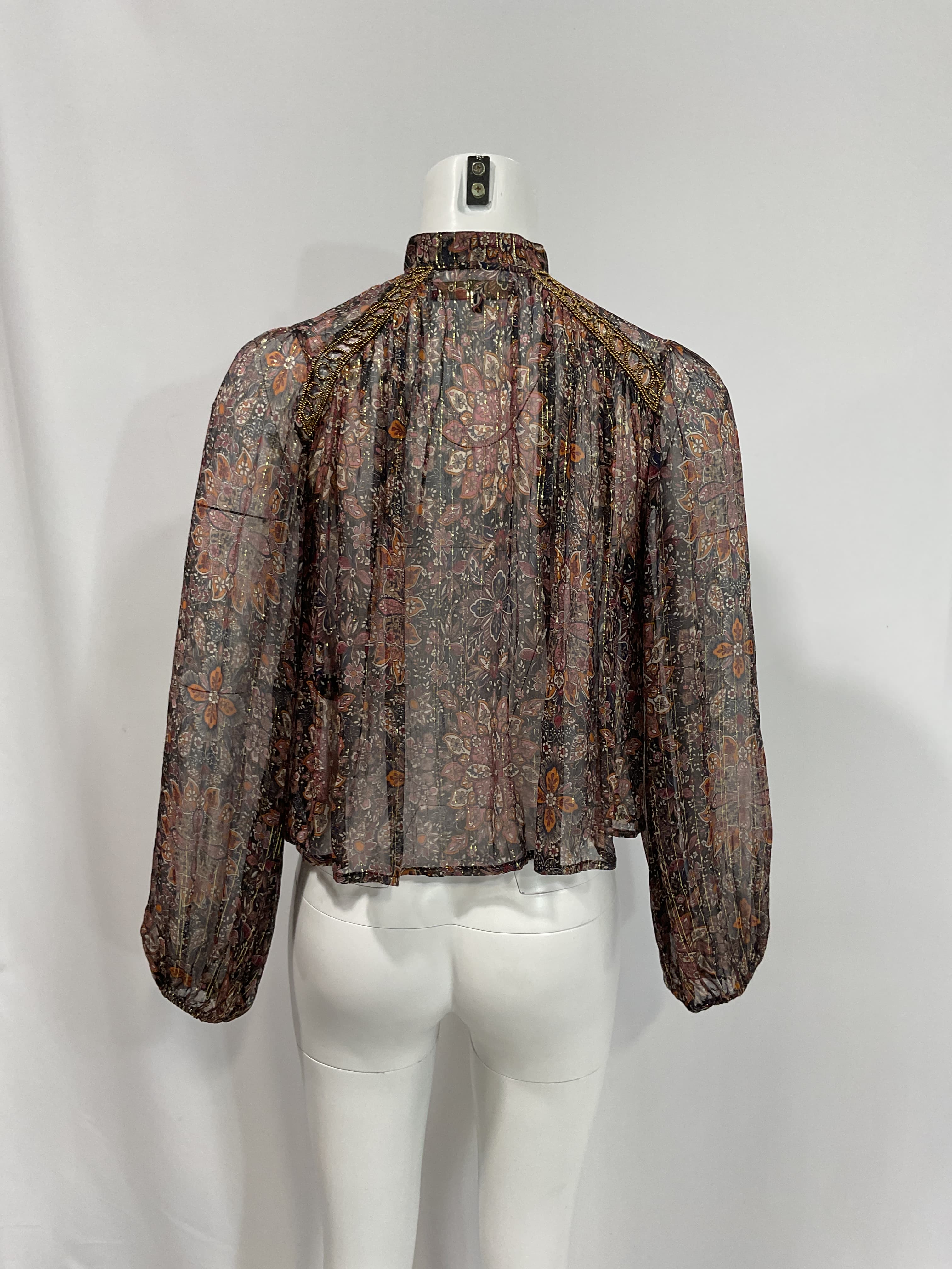 House Of Harlow 1960 X Revolve Mareisa Metallic Blouse In Rust Floral Multi - Image 2