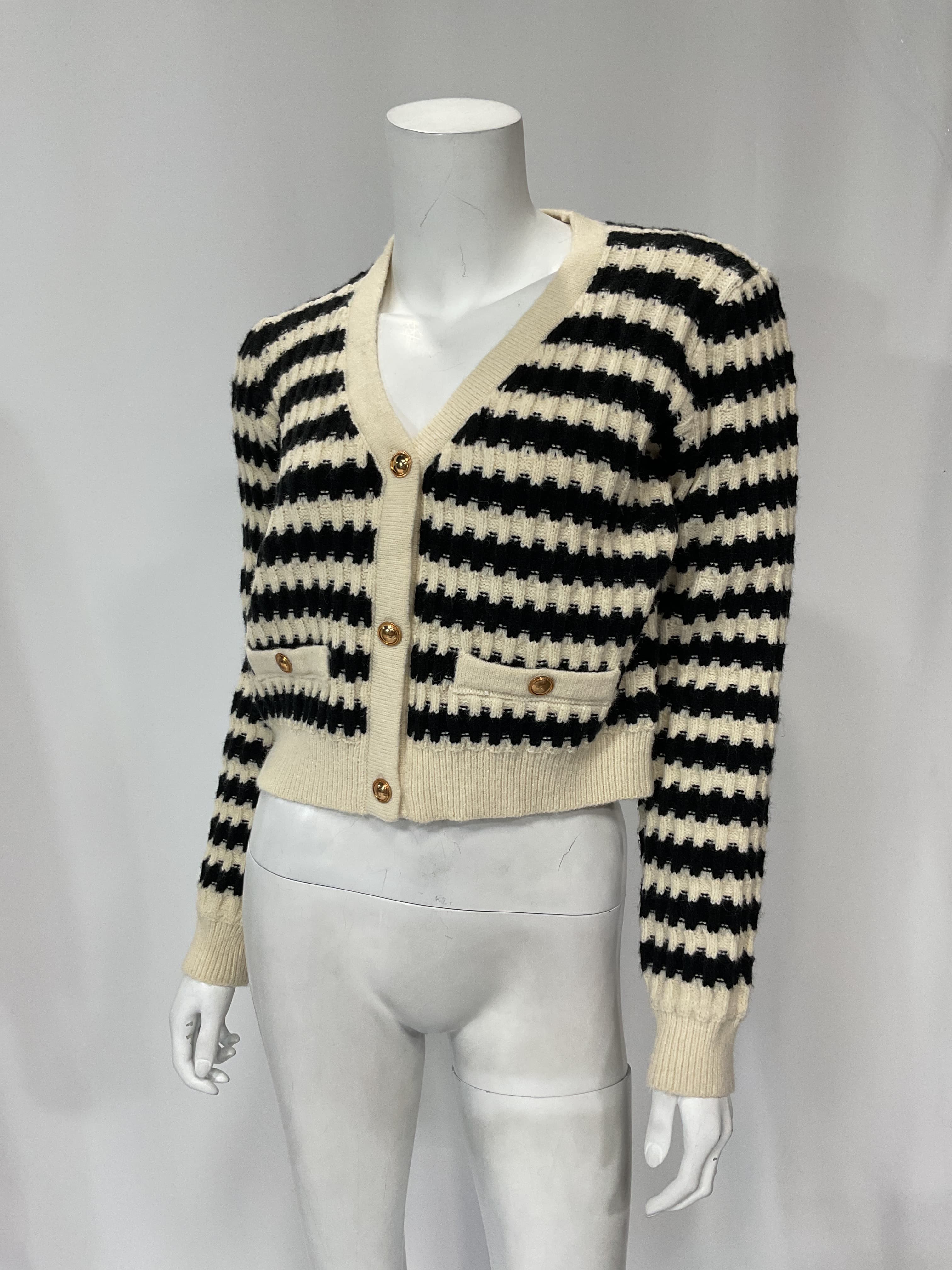 Laurel Cardigan In Ivory & Black - Image 2