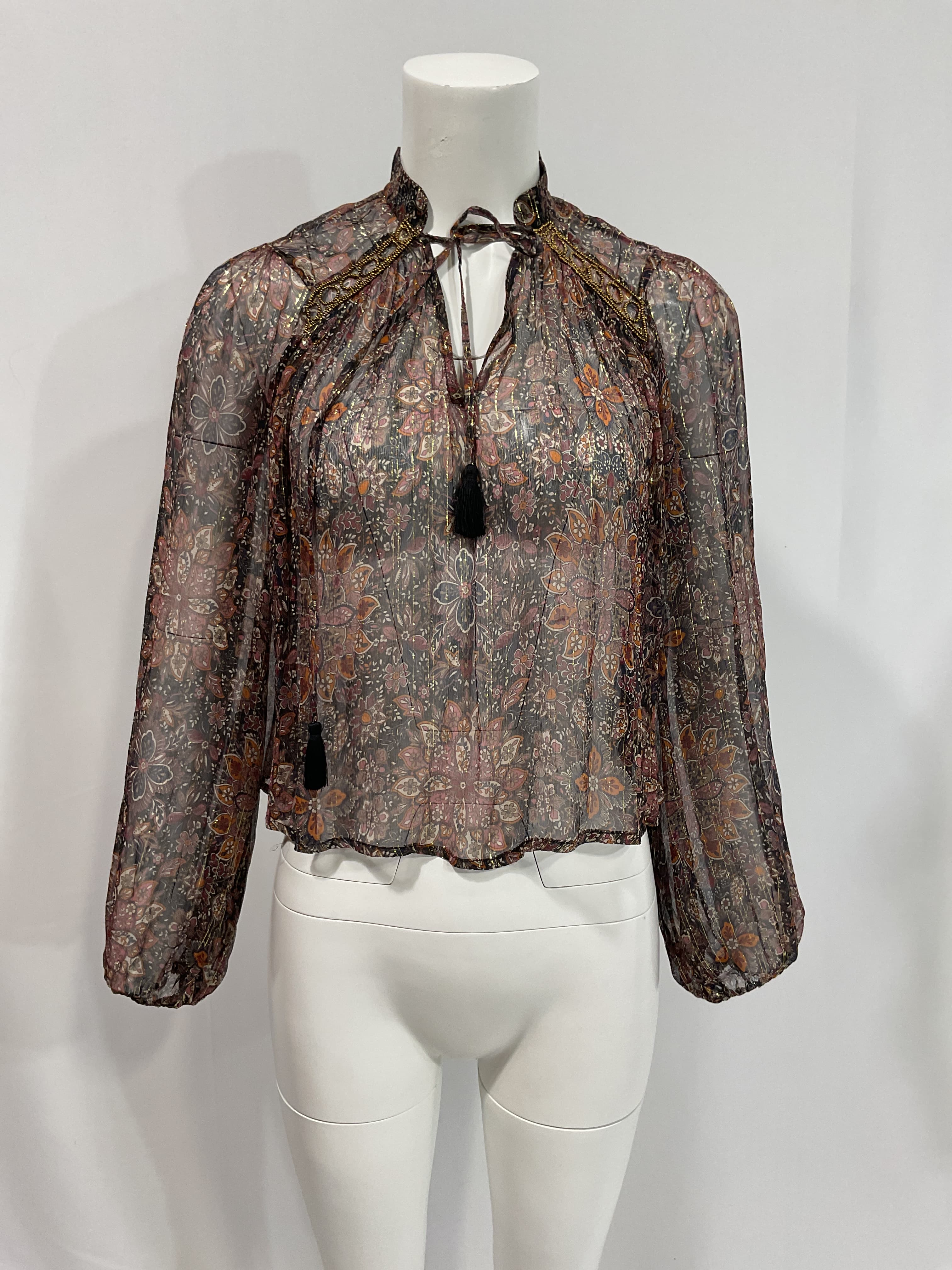 House Of Harlow 1960 X Revolve Mareisa Metallic Blouse In Rust Floral Multi - Image 3