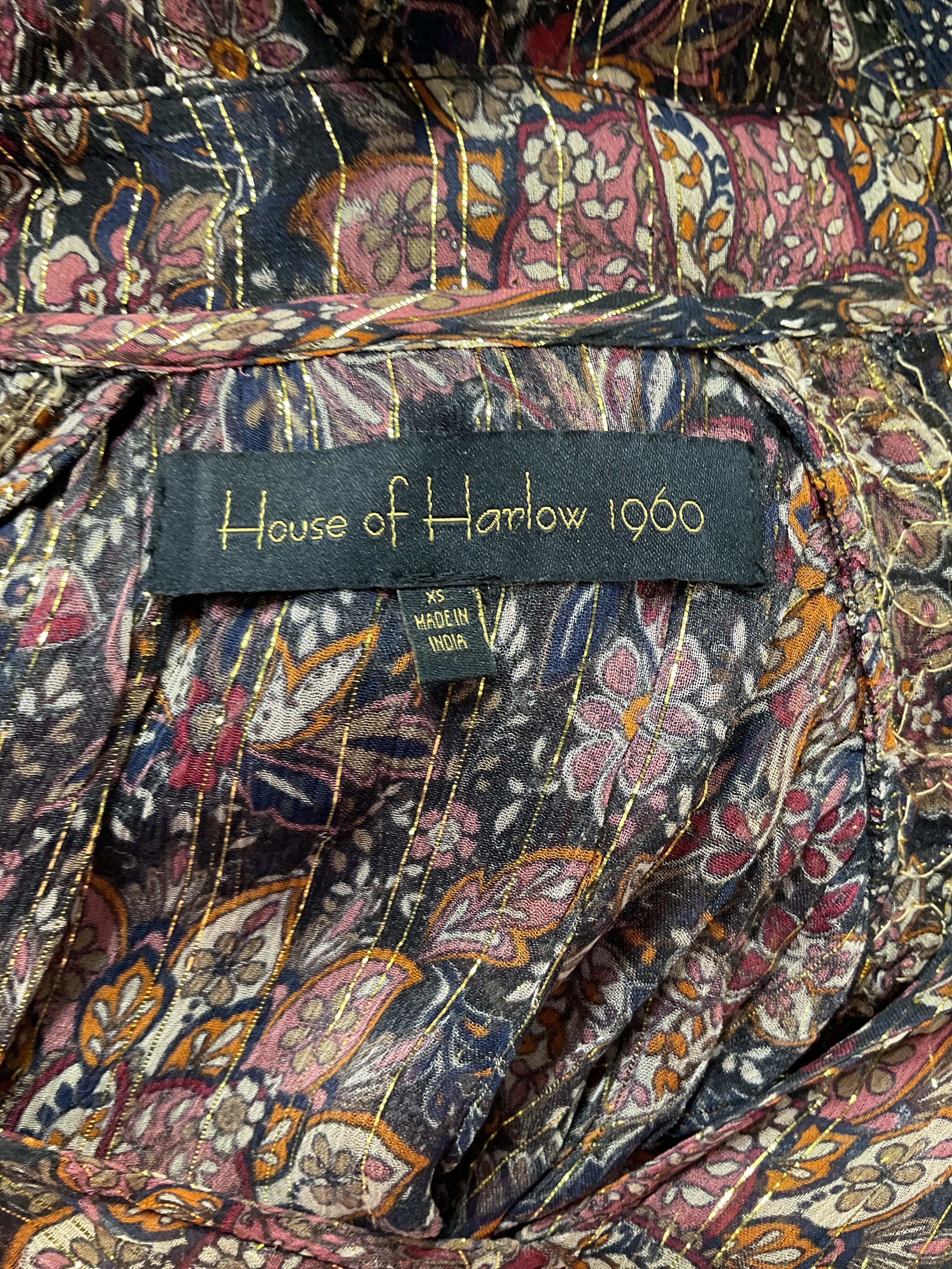 House Of Harlow 1960 X Revolve Mareisa Metallic Blouse In Rust Floral Multi - Image 4