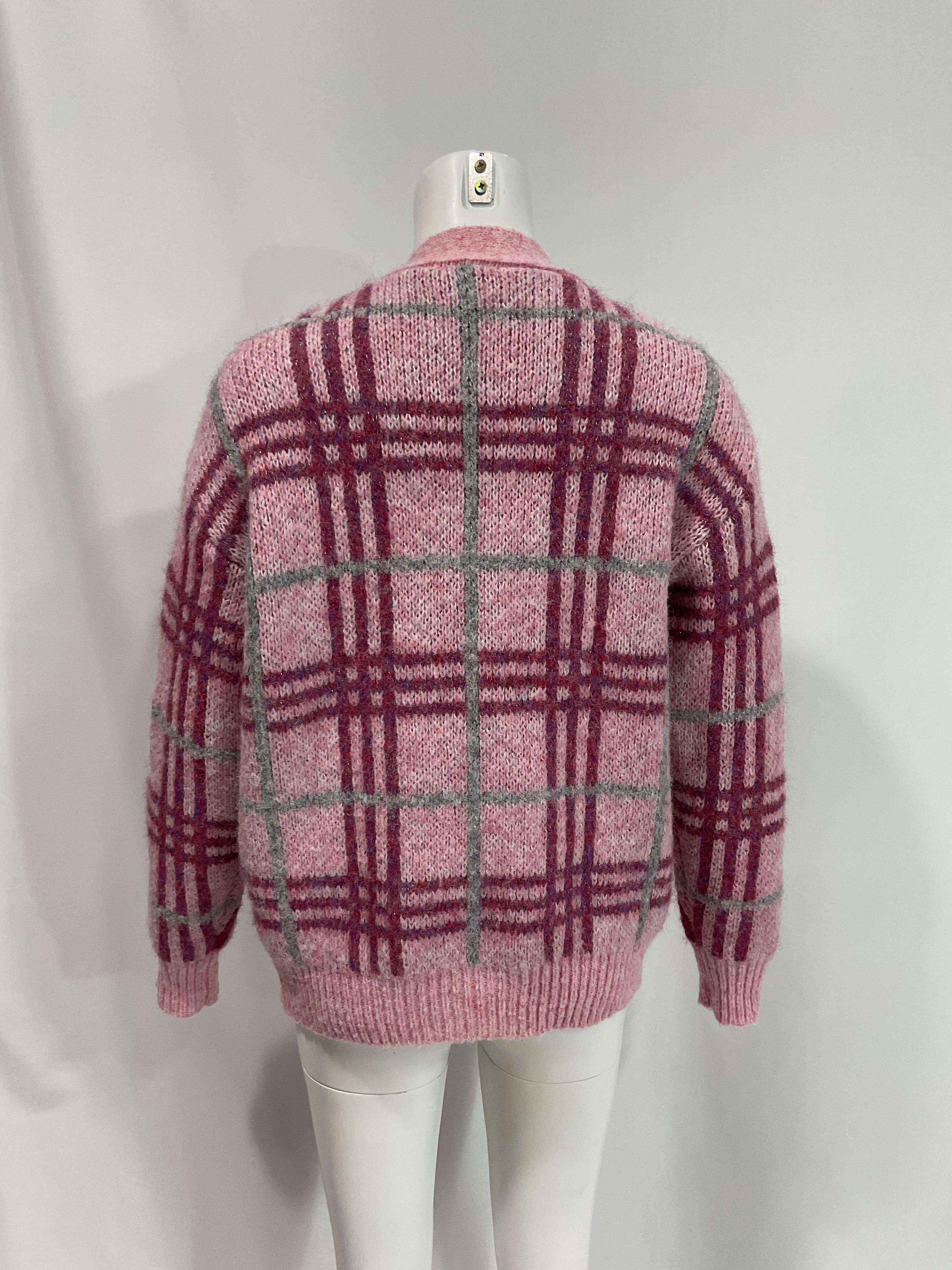Damia Plaid Cardigan In Pink Plaid - Image 2