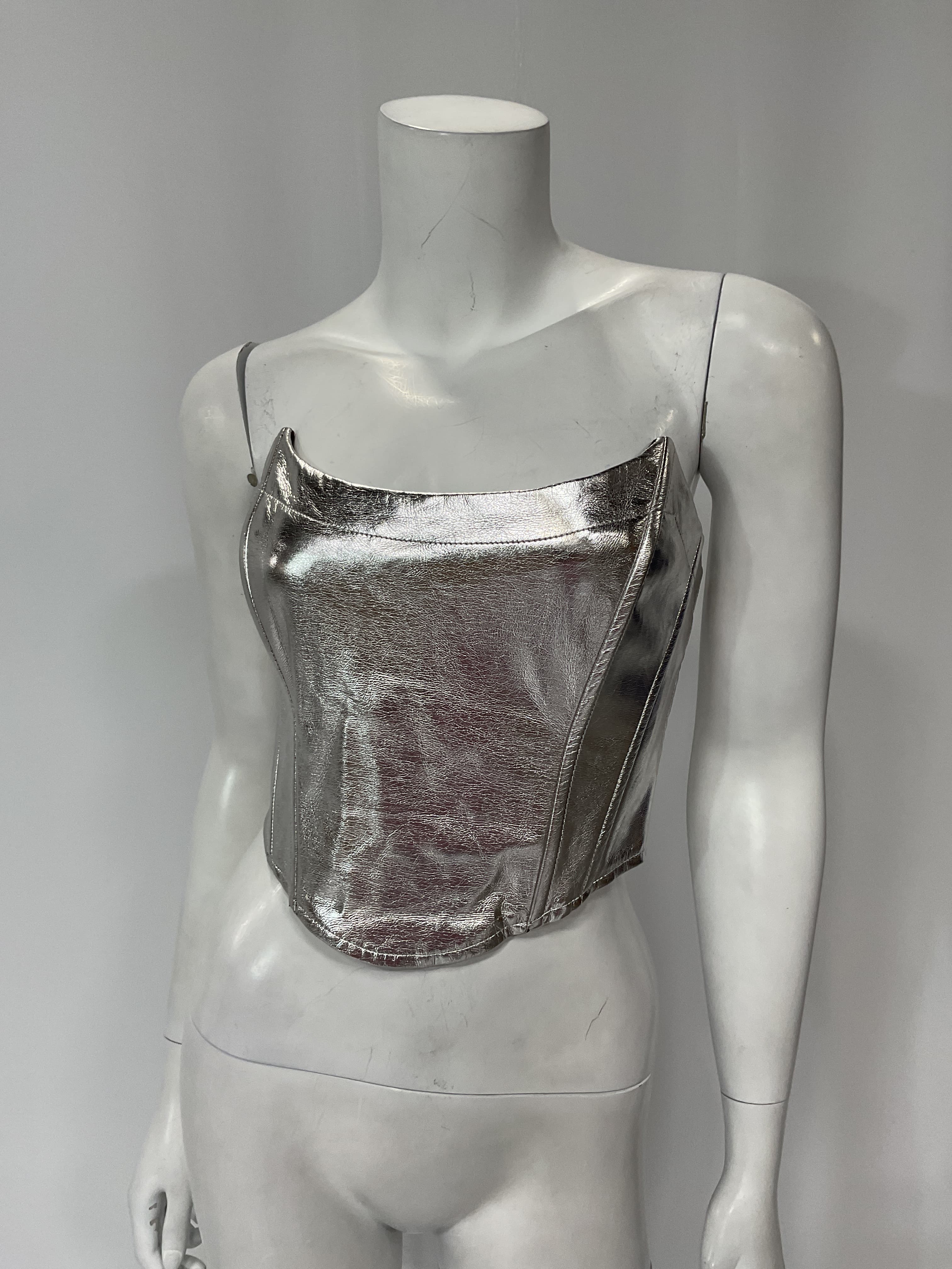 Tinsley Strapless Top In Silver - Image 3
