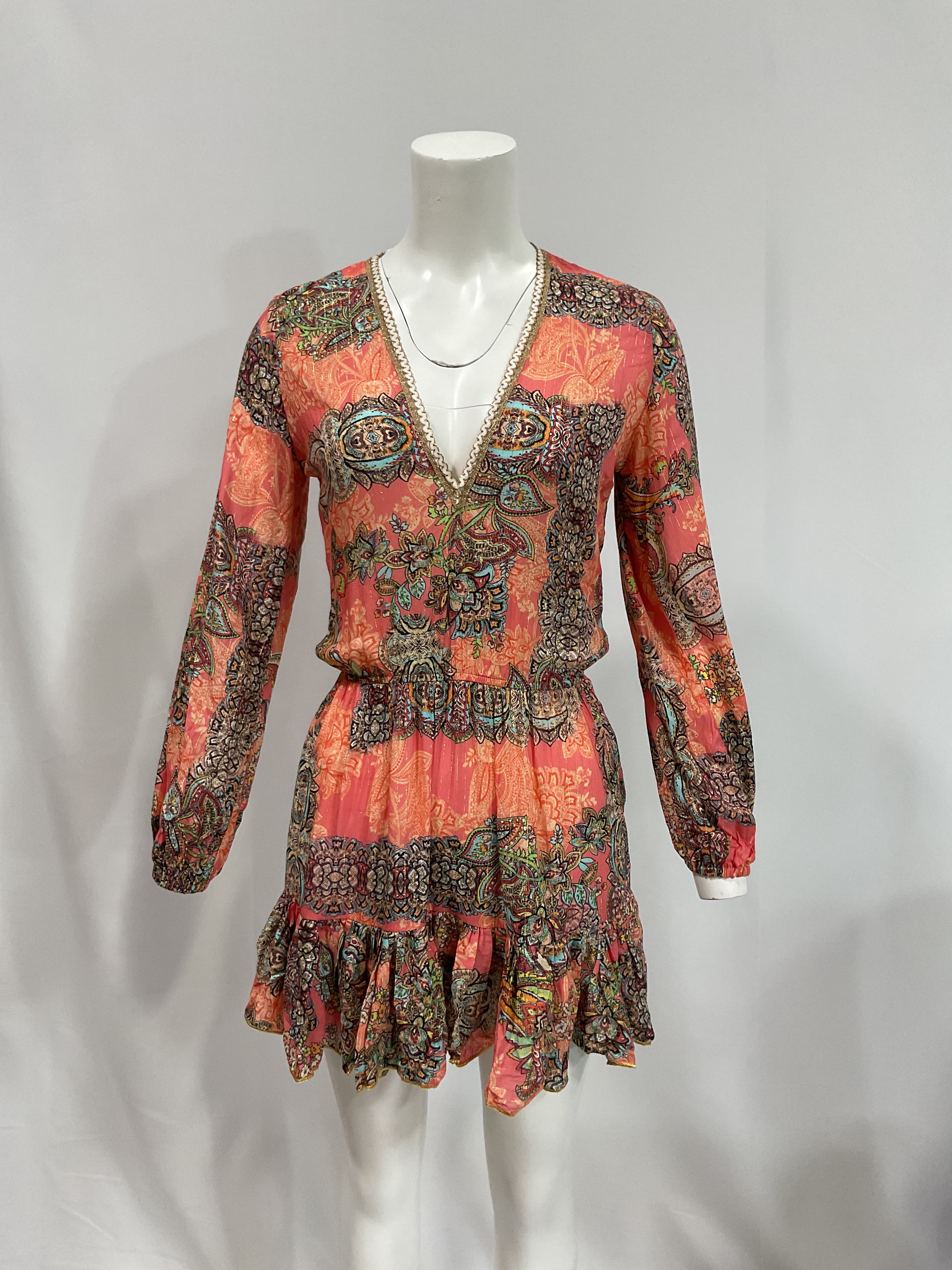 Seashell Jewel Deep V Frill Dress In Multicolor - Image 2