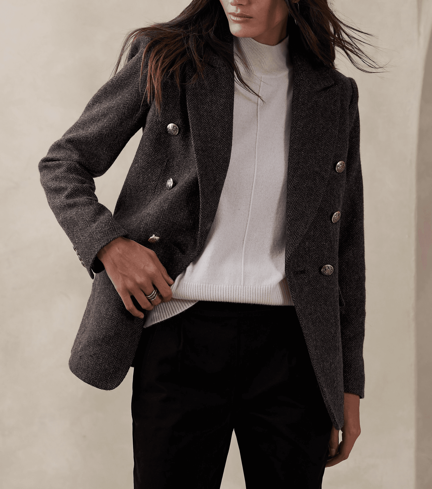 Jovena Italian Herringbone Blazer - Image 1
