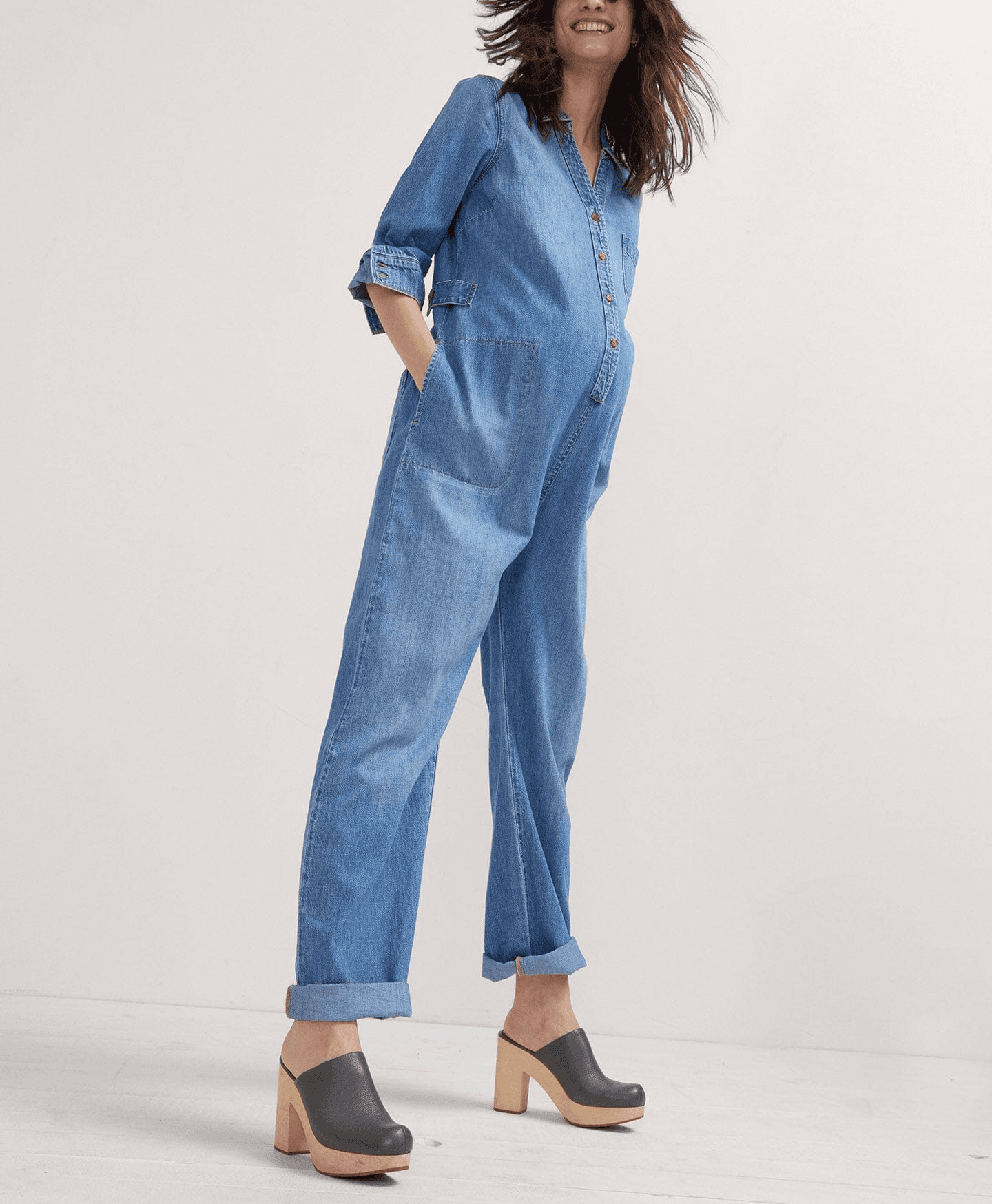 The Everyday Nursing Denim Jumpsuit - Image 1