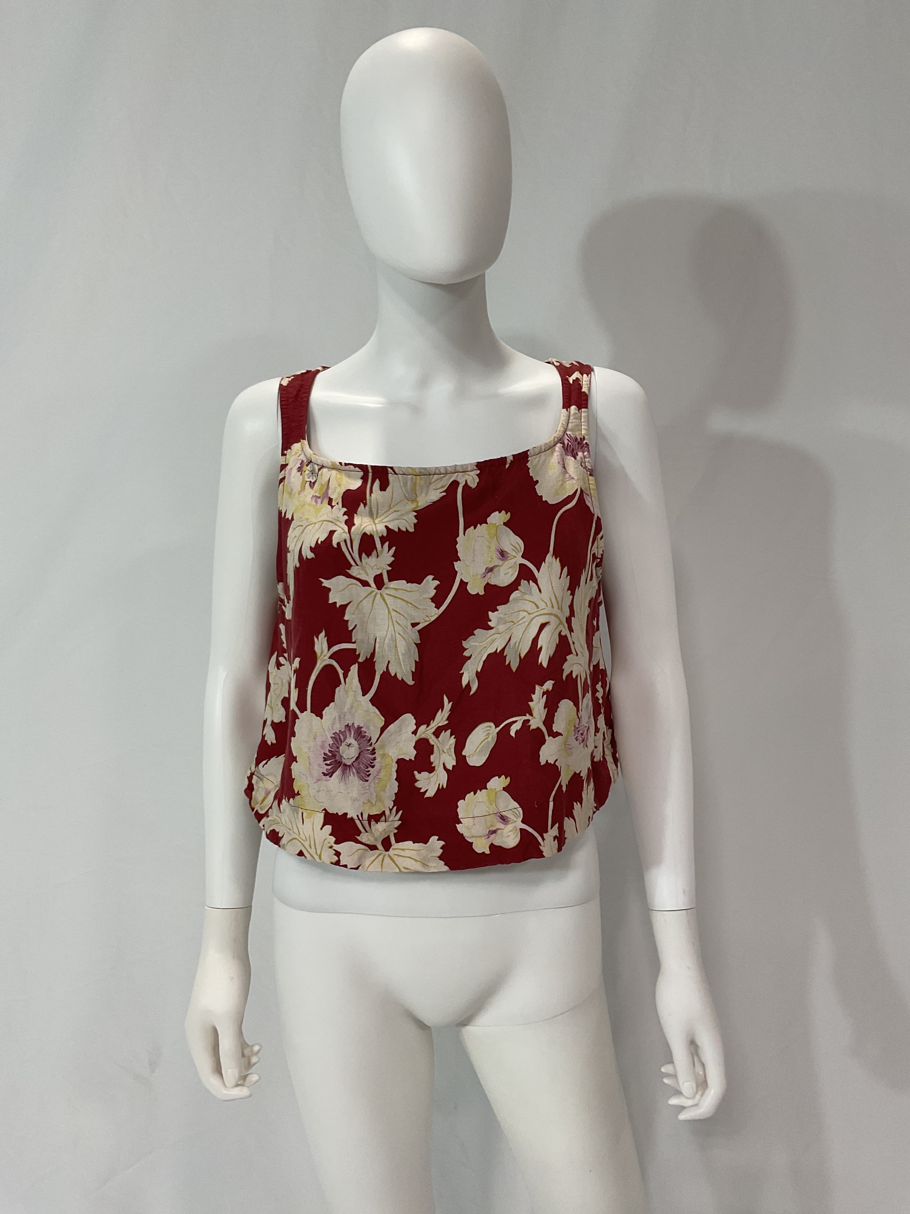 Val Floral Cropped Linen-Blend Top - Image 3
