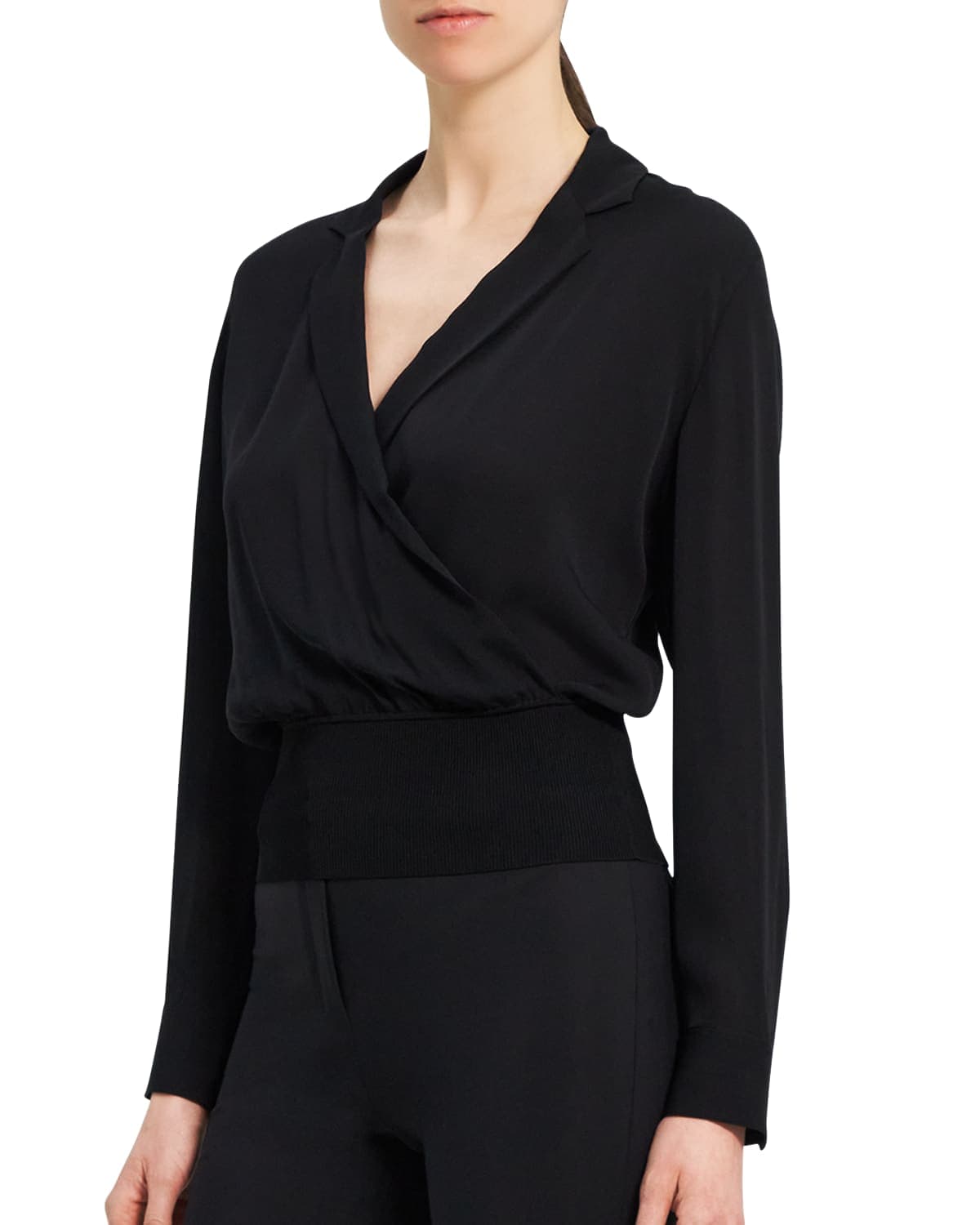 Ls Collared Top Silk - Image 1