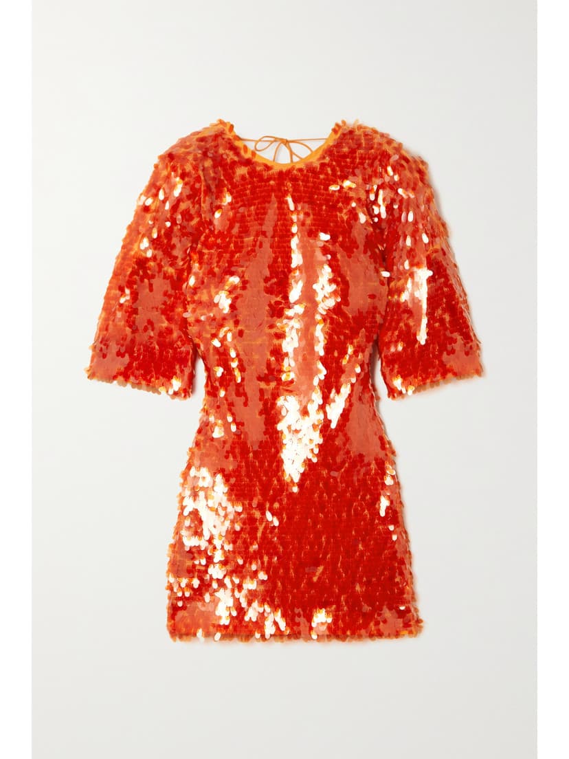 Jasy Open-Back Sequined Stretch Recycled-Tulle Mini Dress - Image 1