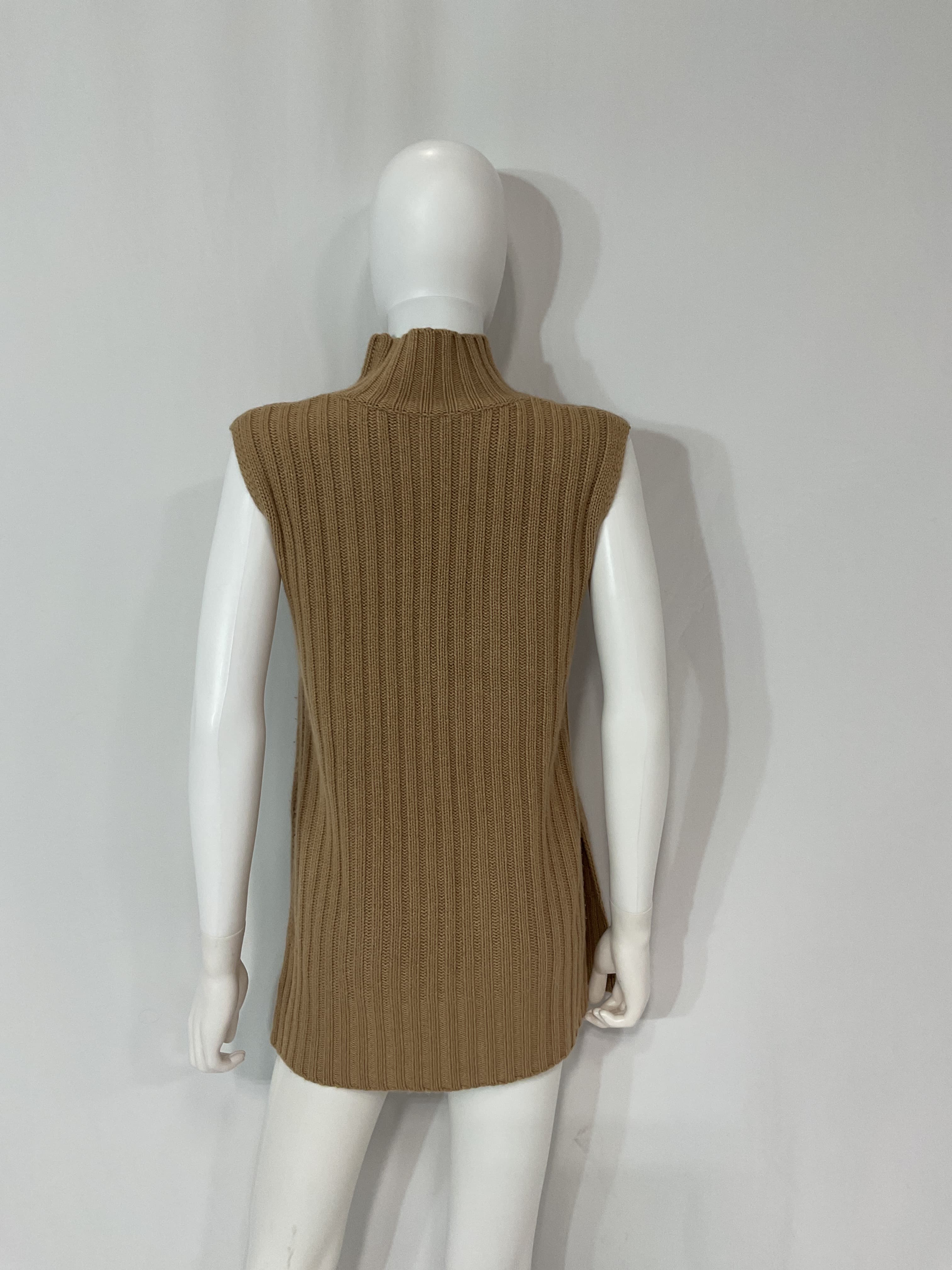 Chunky Cable Sleeveless Tunic In Camel - Image 2