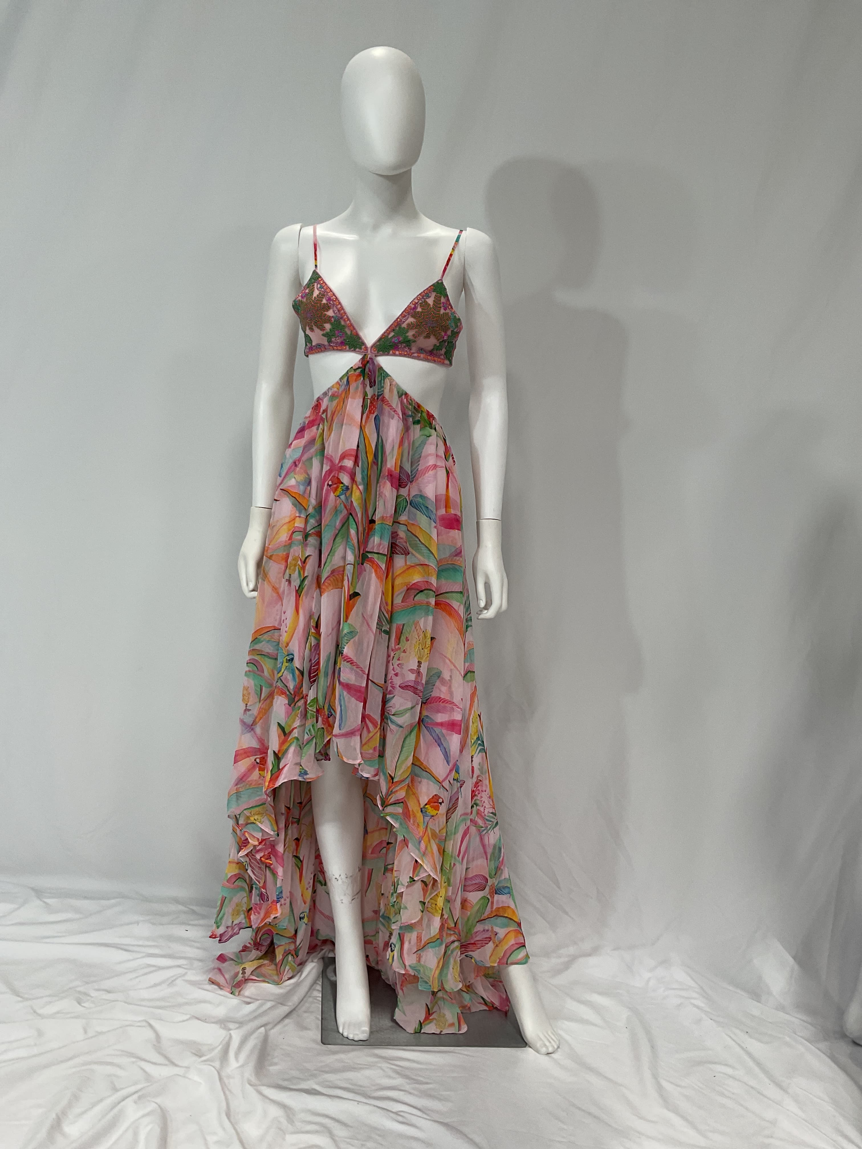 Rio Beaded High Low Dress In Multicolor Tropical - Image 3