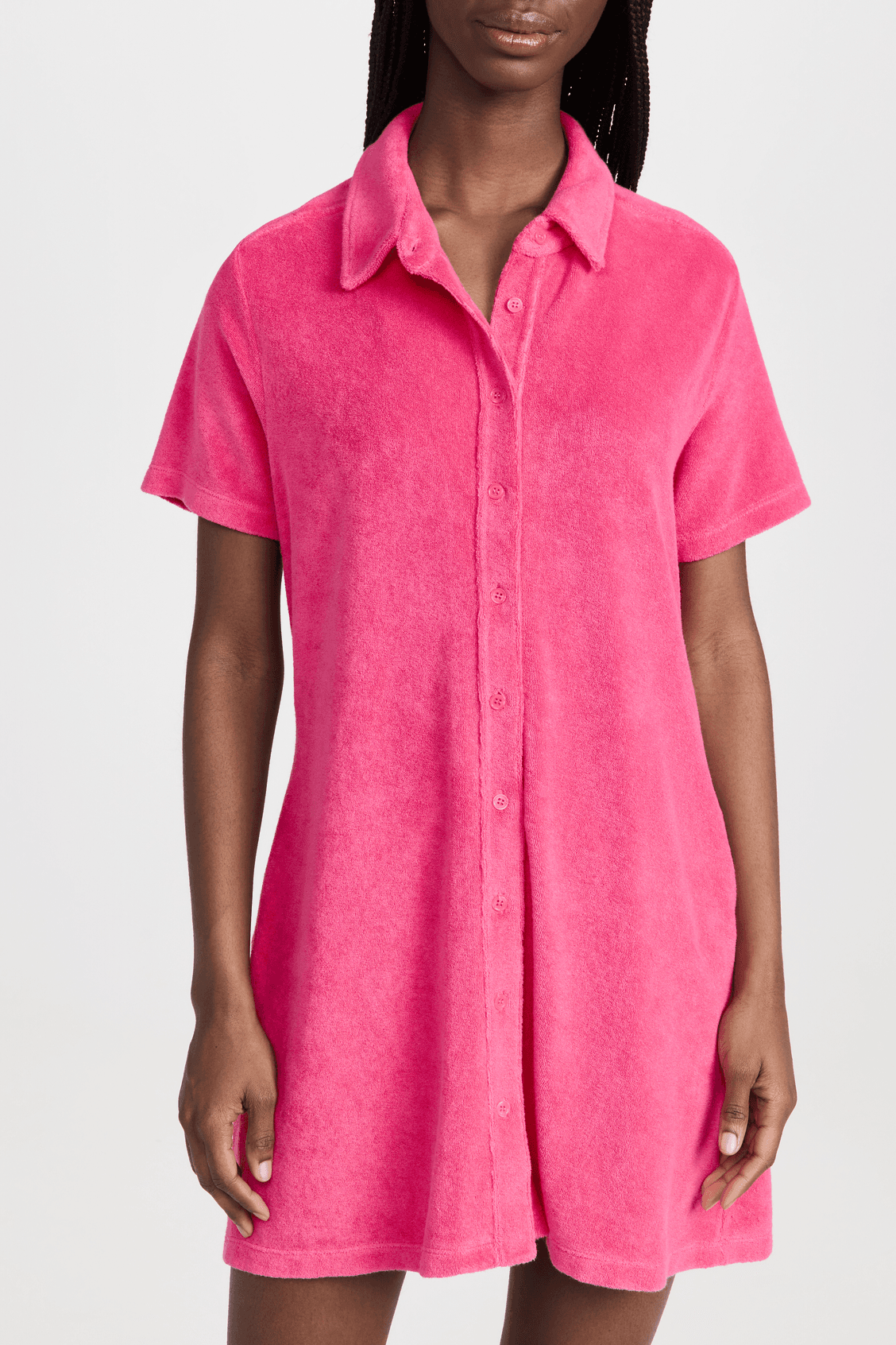 Terry Cloth Shirt Dress - Image 1