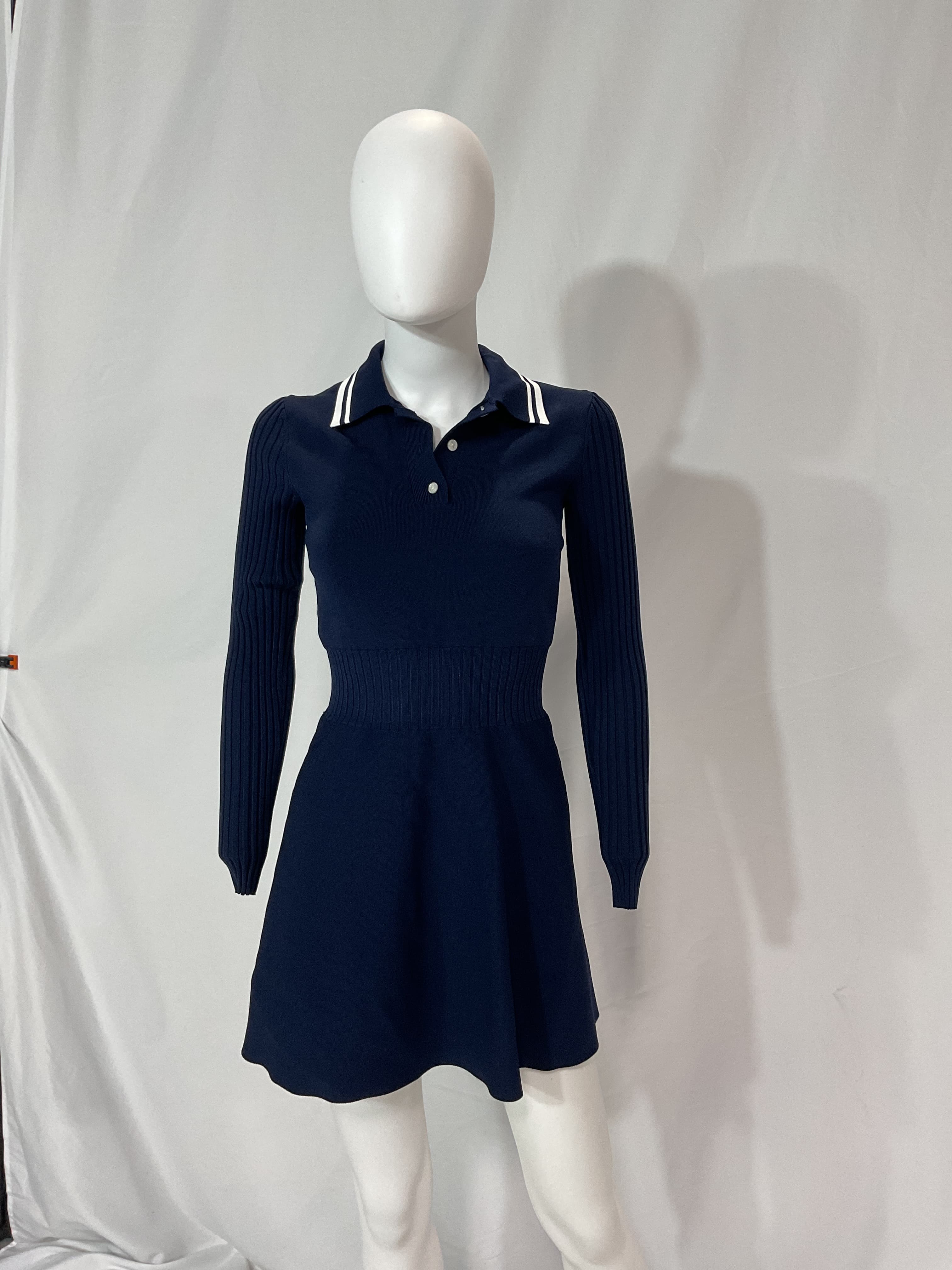 Tech Knit Polo Long Sleeve Mini Dress - Image 2