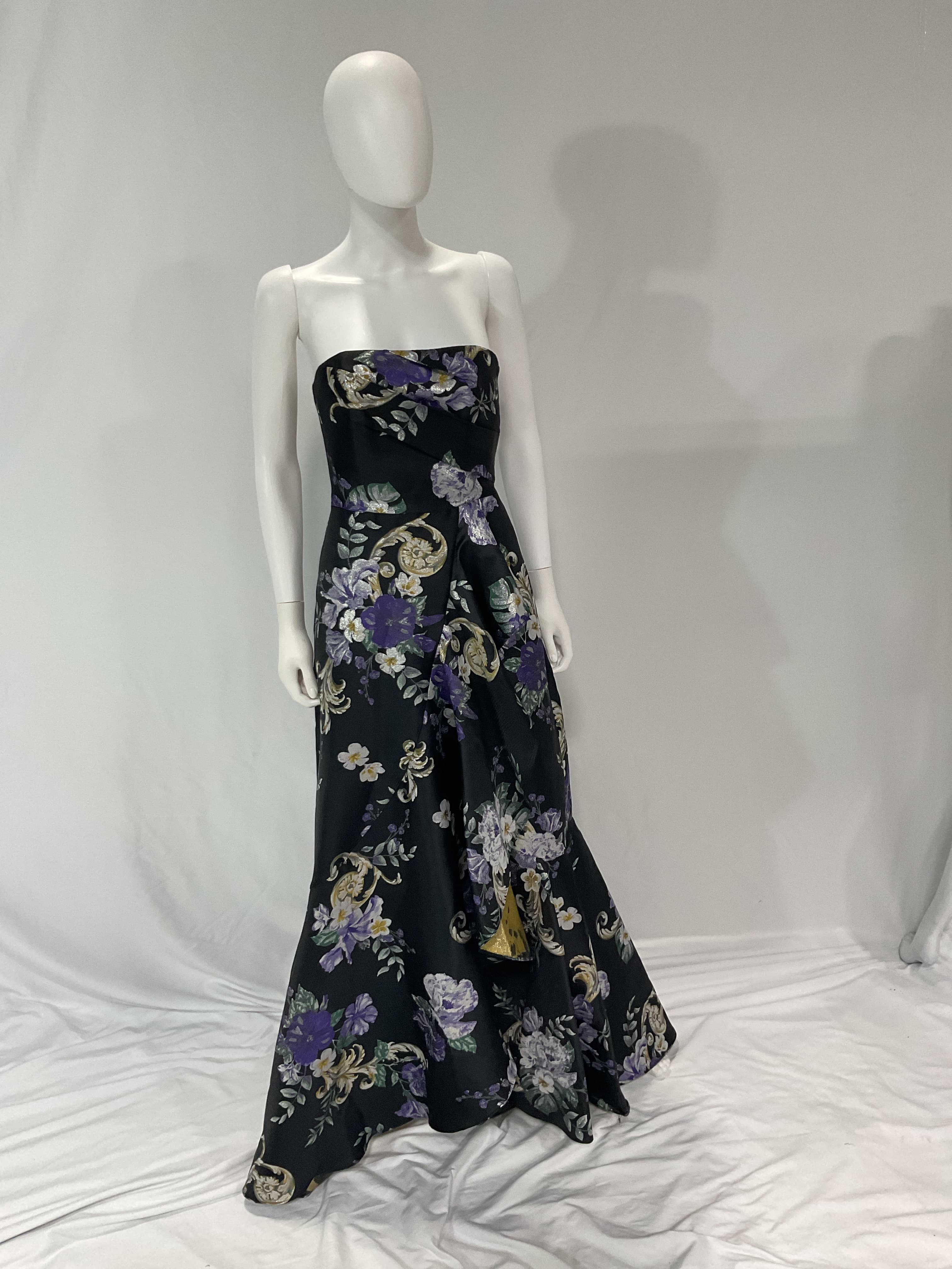 Strapless Metallic Floral-Jacquard Gown - Image 2