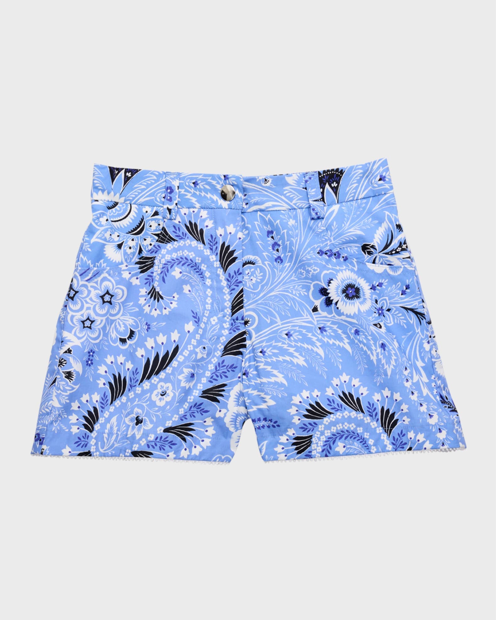 Girl's Cotton Paisley Pocketed Shorts - Image 1