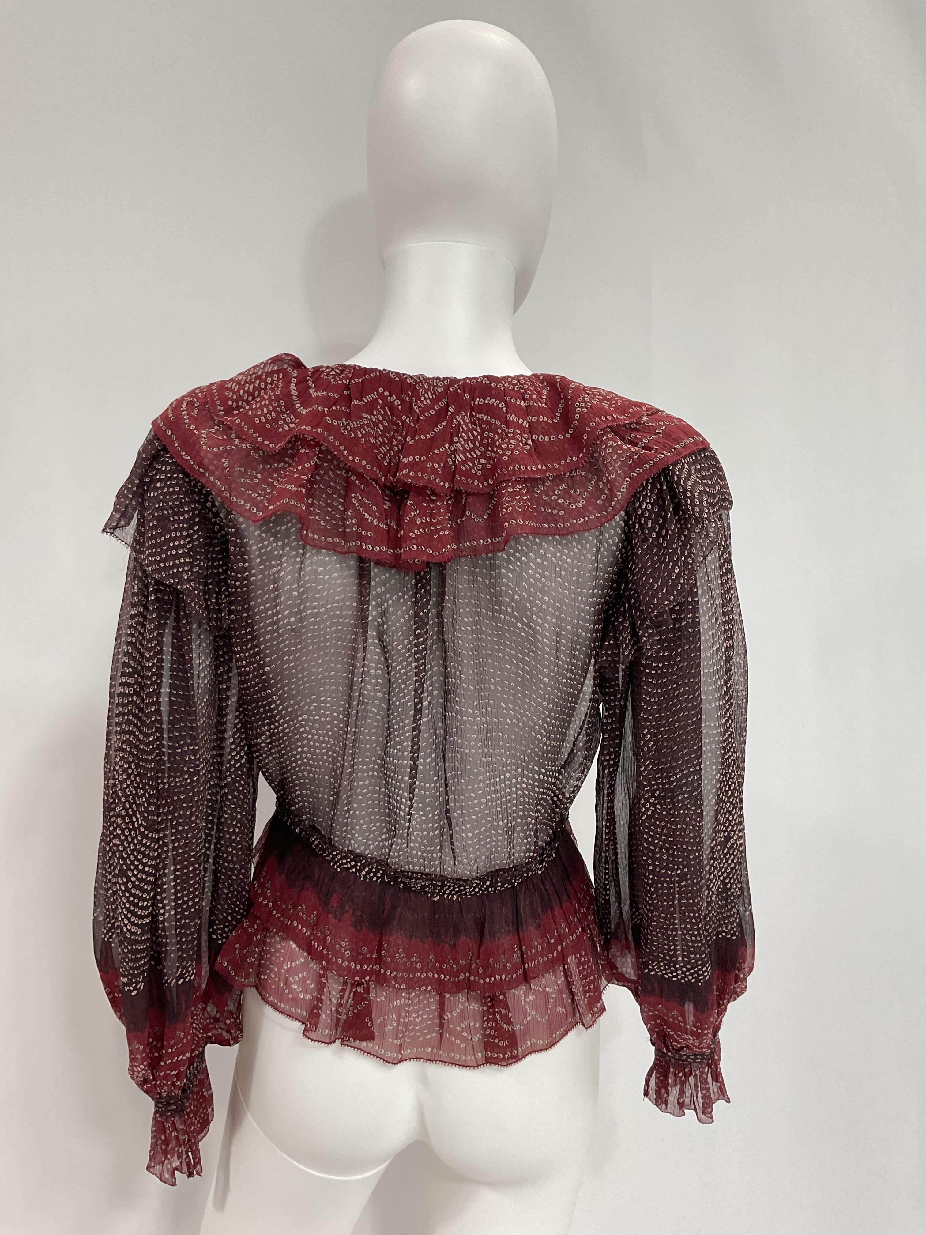 Vivian Ruffled Printed Silk-Crepon Blouse - Image 2