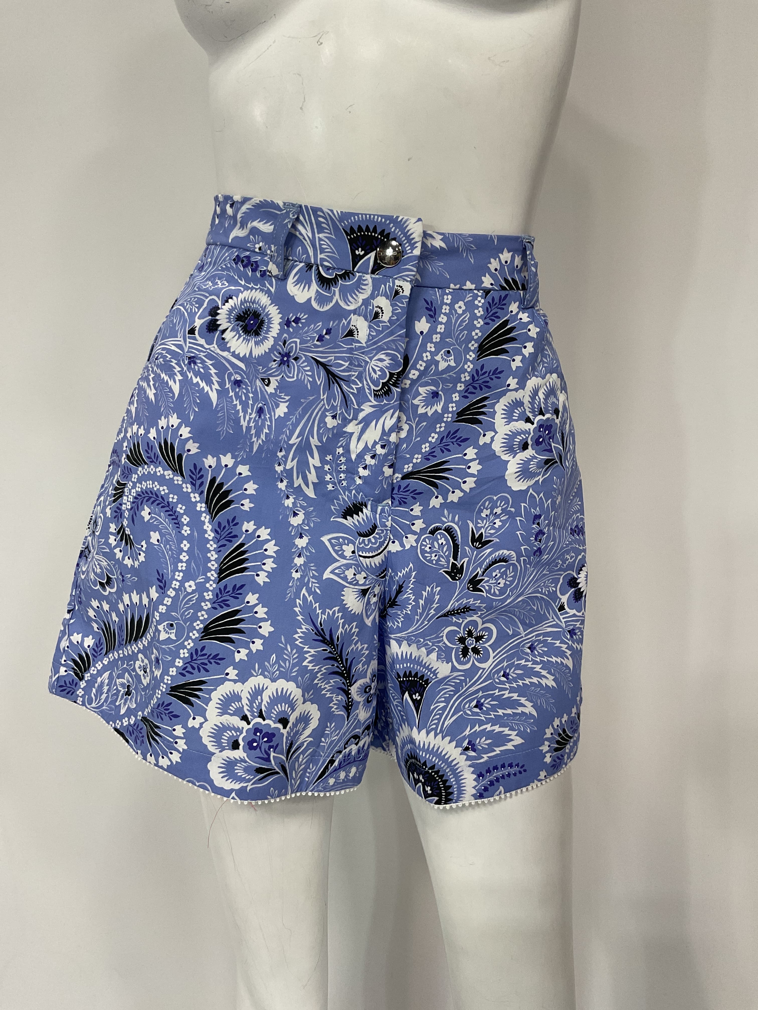 Girl's Cotton Paisley Pocketed Shorts - Image 4