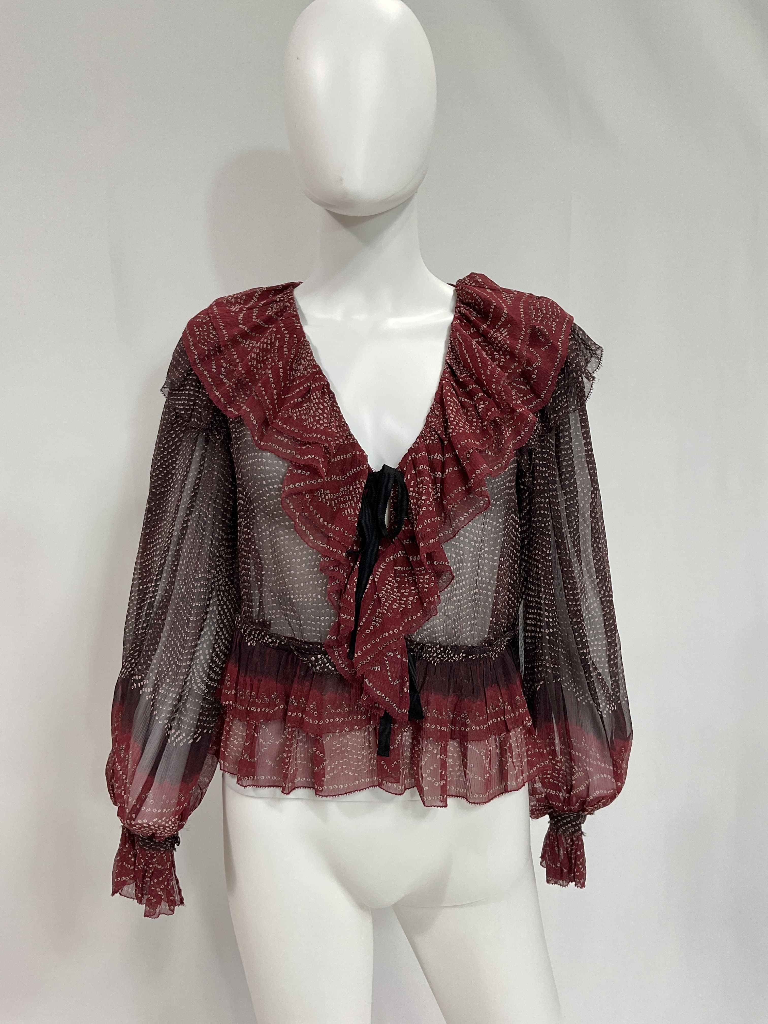 Vivian Ruffled Printed Silk-Crepon Blouse - Image 4