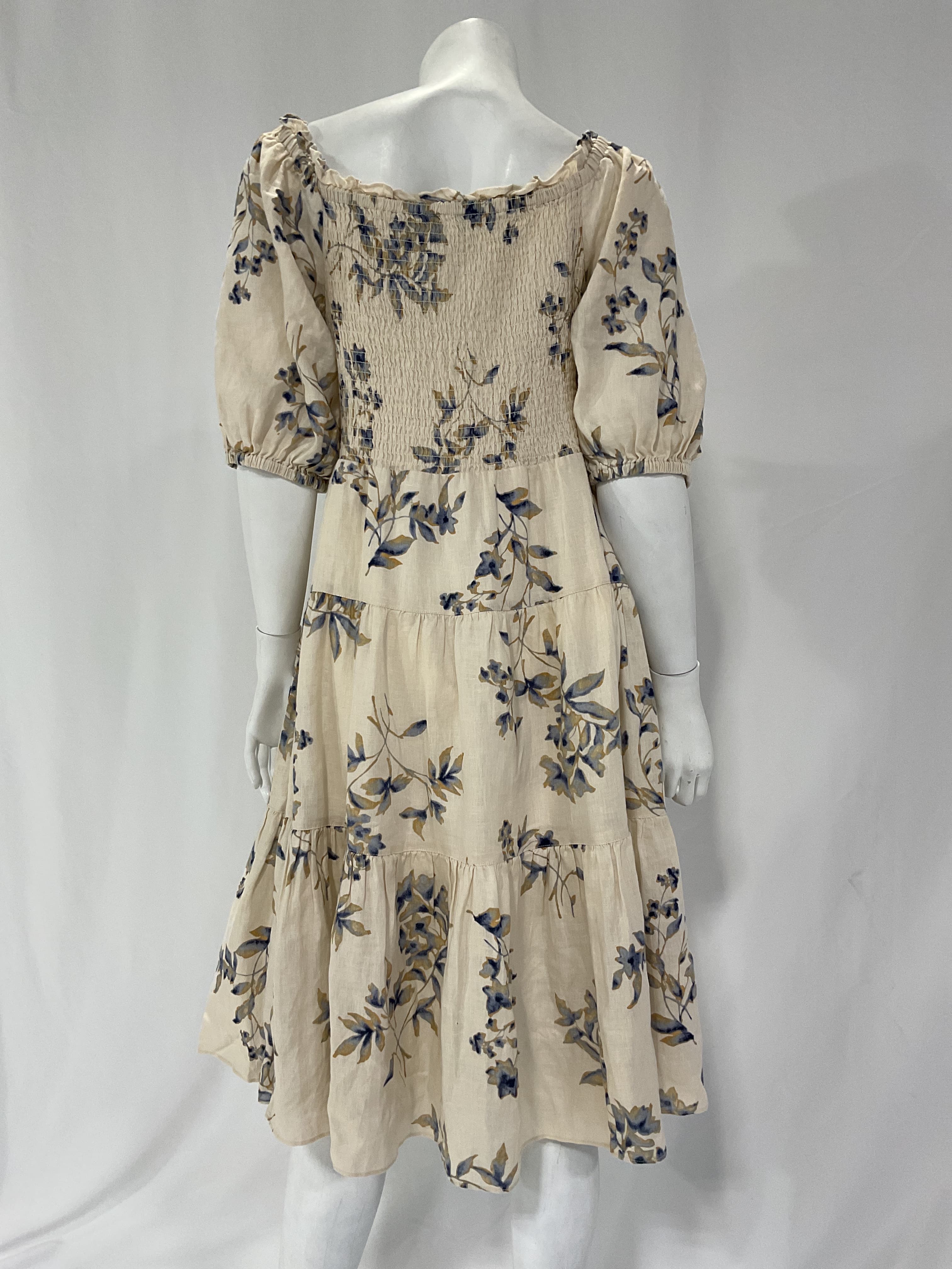 Floral Linen Tie-Neck Dress - Image 2