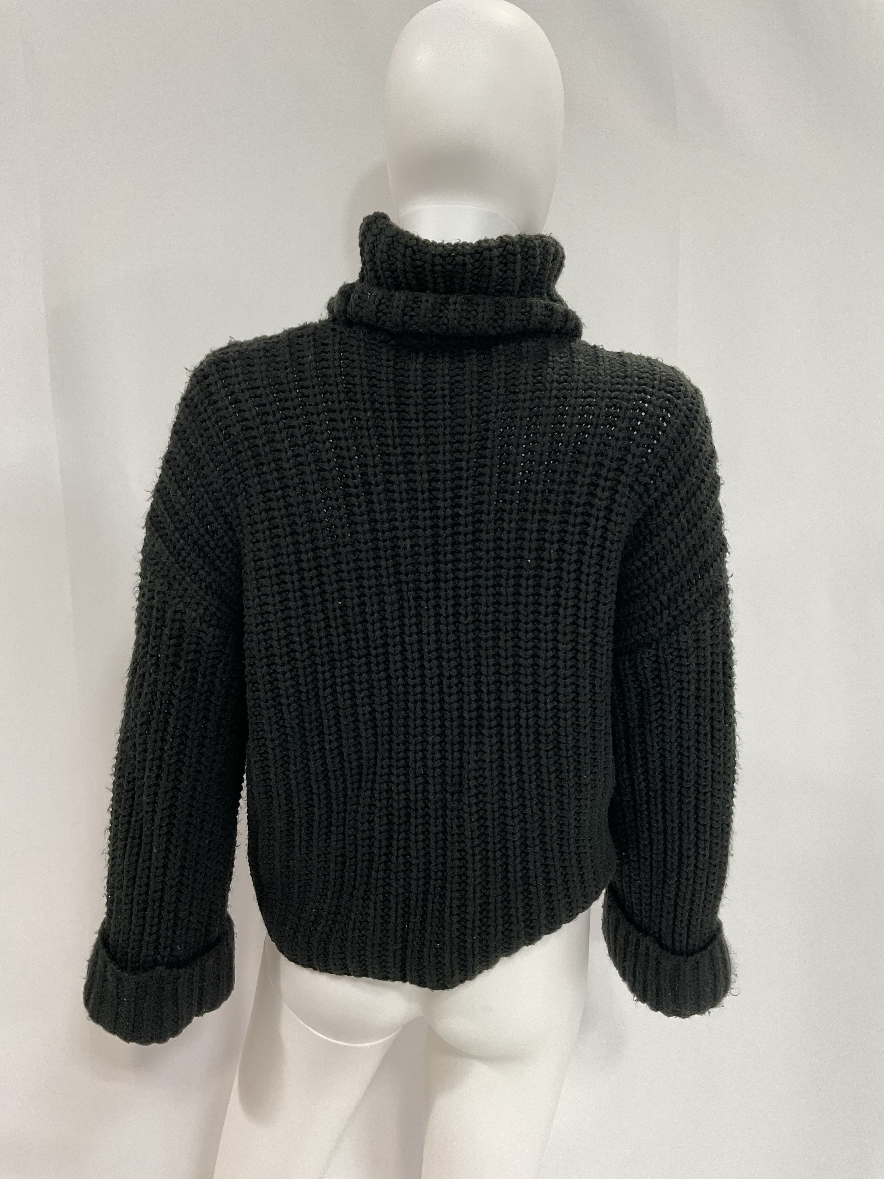 Chunky Turtleneck Shaker Pullover In Black - Image 2