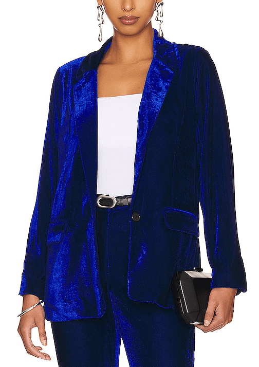 Velvet Blazer In Mazarine Blue - Image 1