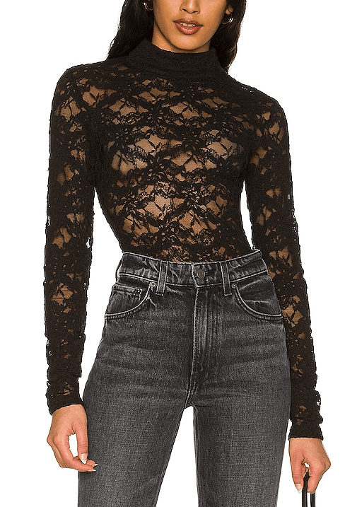 Vezza Lace Bodysuit In Black - Image 1