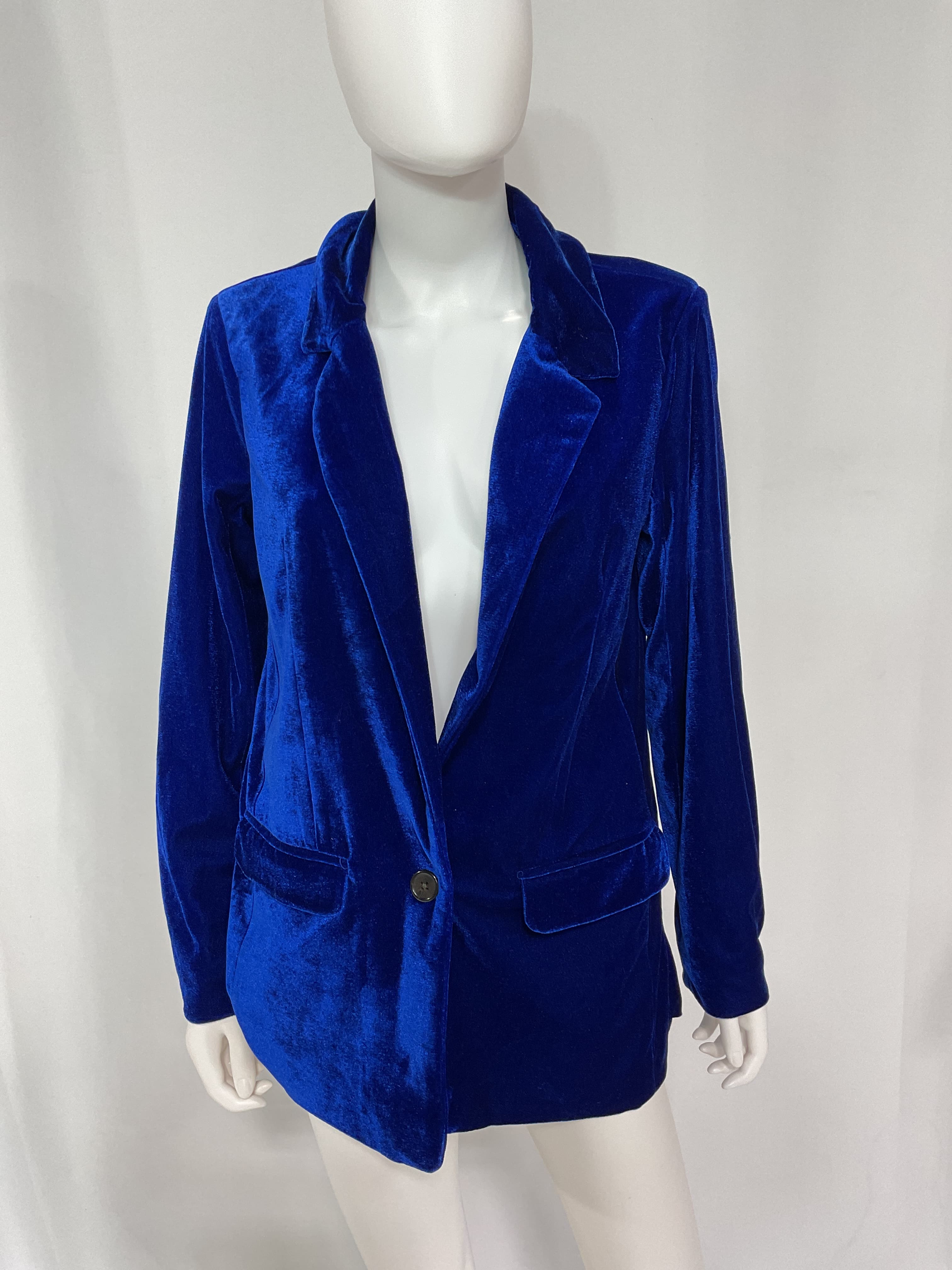 Velvet Blazer In Mazarine Blue - Image 4