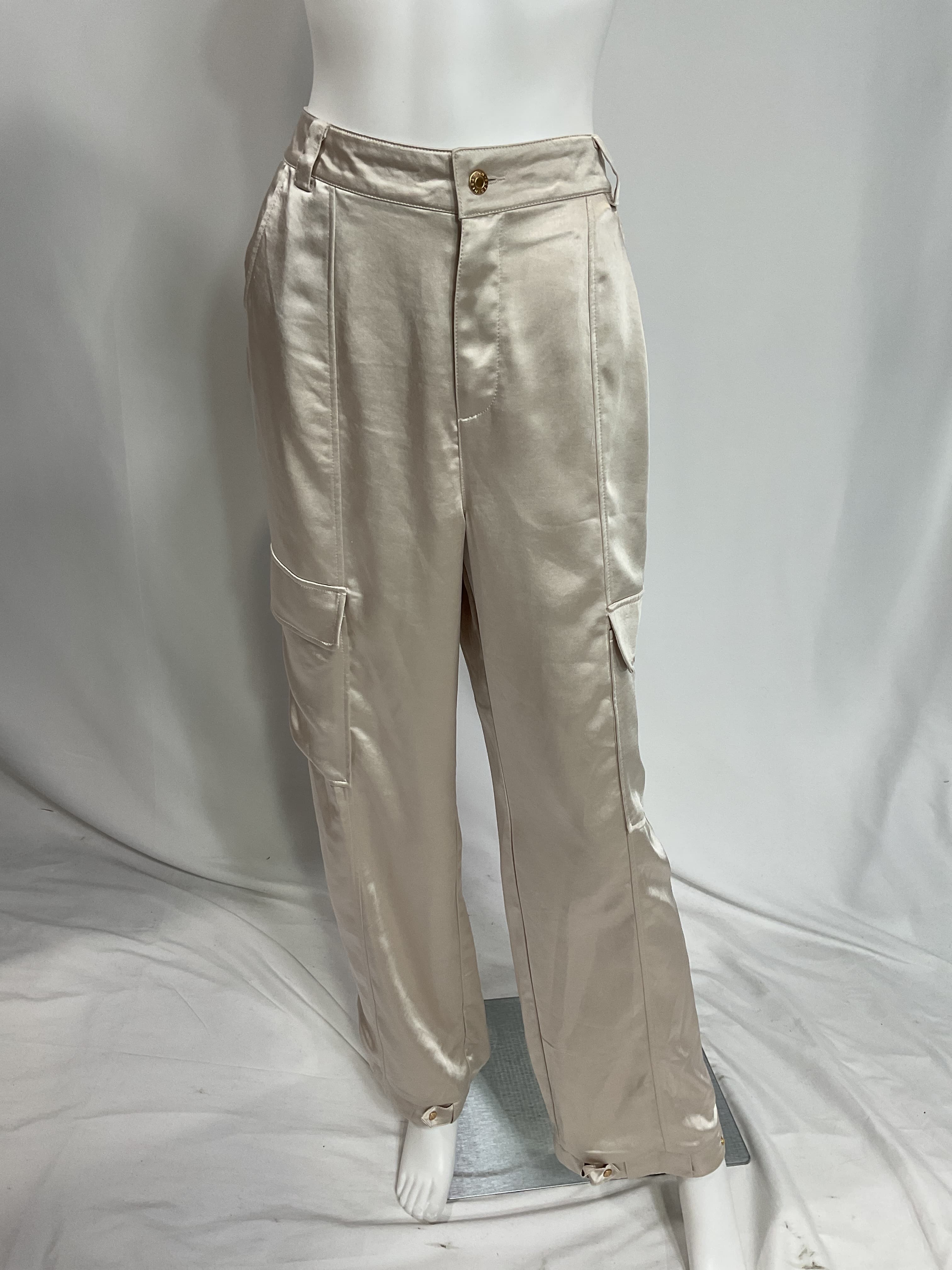 Satin Pant In Champagne Gold - Image 4
