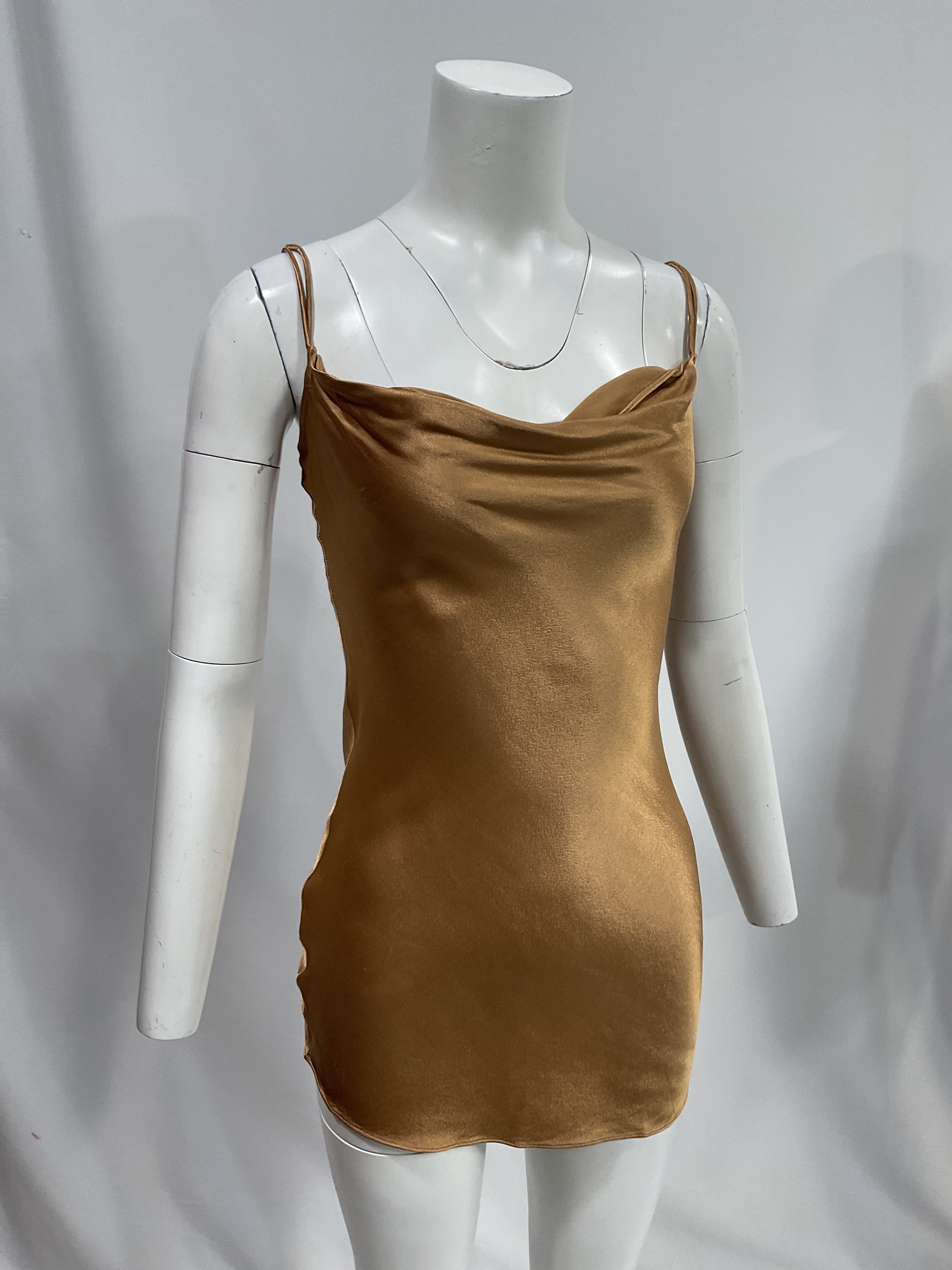 Adora Mini Slip Dress In Toffee - Image 2