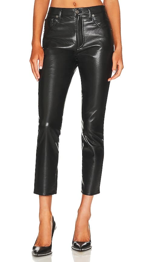 Jolene High Rise Vintage Slim Recycled Leather In Black - Image 1