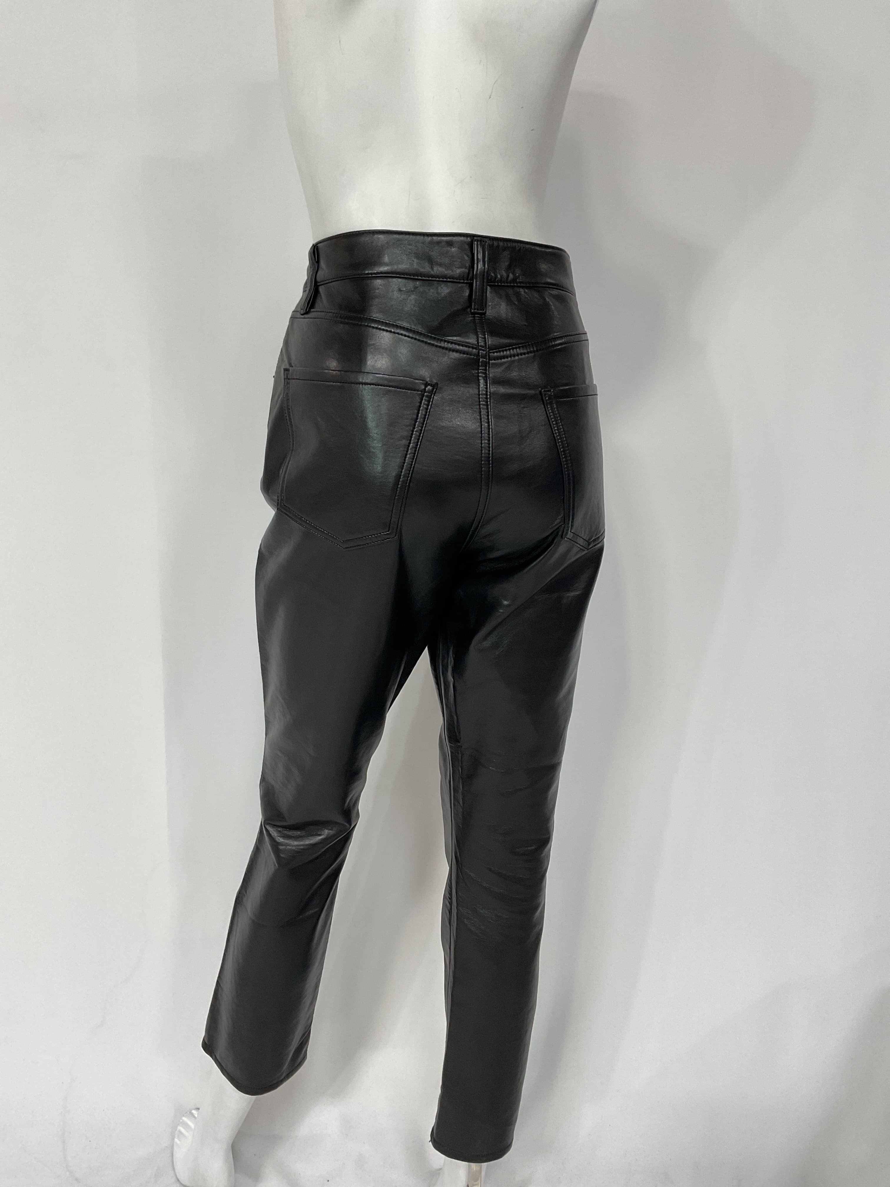 Jolene High Rise Vintage Slim Recycled Leather In Black - Image 3