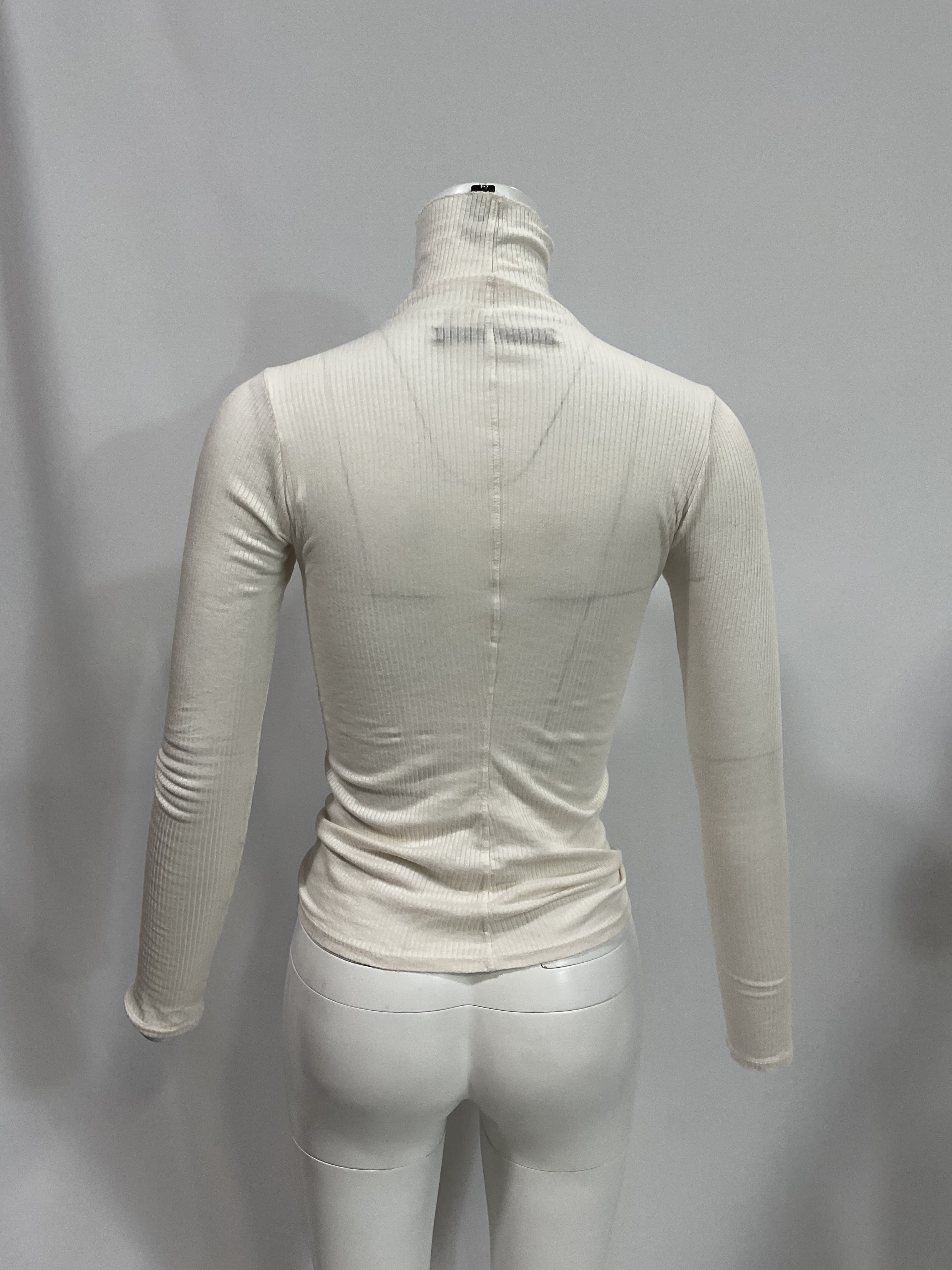 Silk Cashmere Rib Slim Turtleneck In Chalk - Image 2