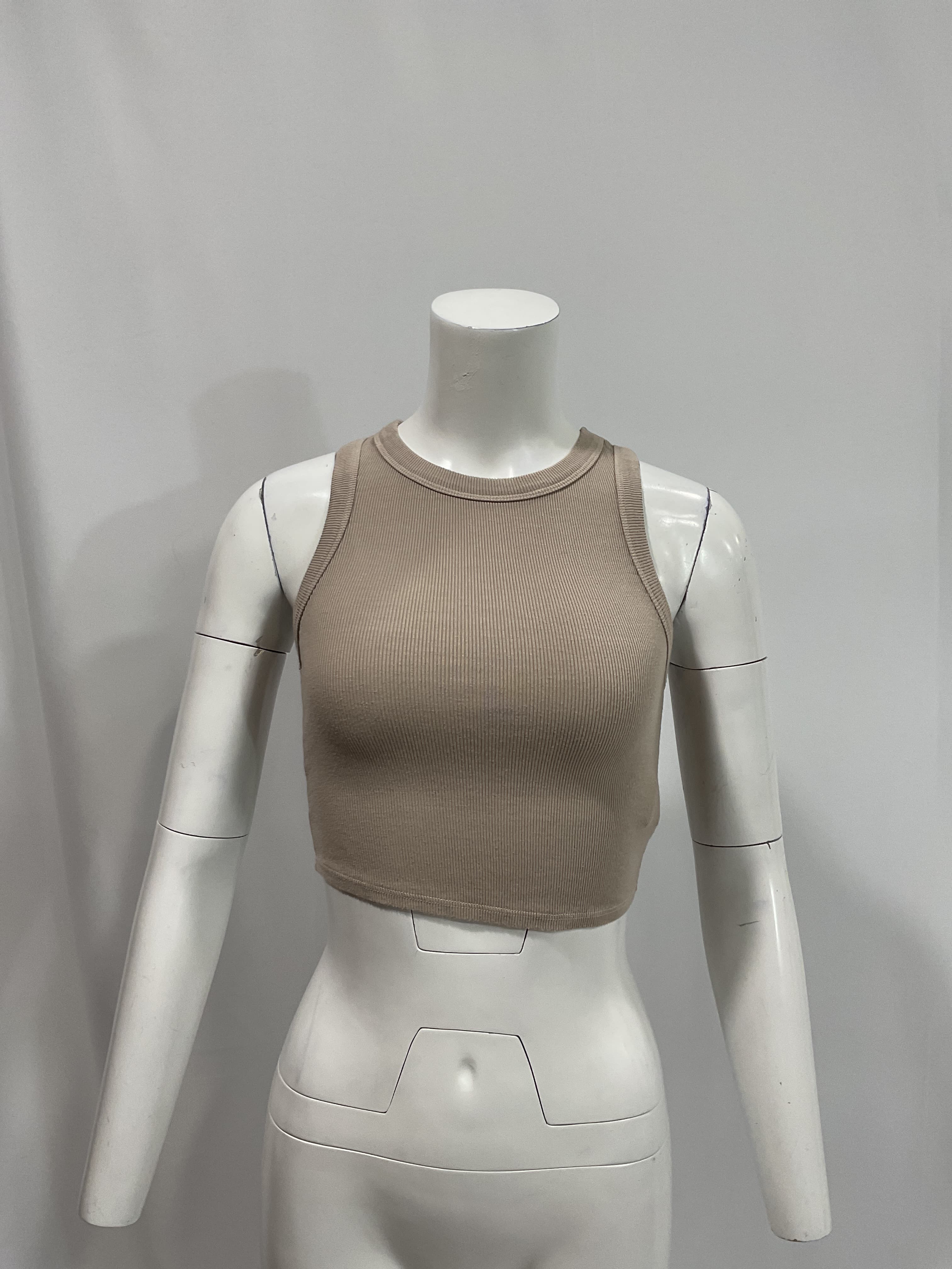 Silk Cropped Bold Sheath Tank In Quartz - Image 3