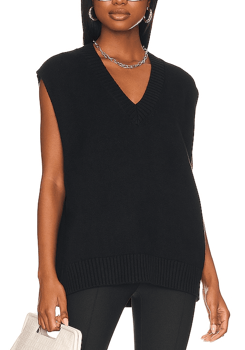 Oversized Sweater Vest In Black - Image 1