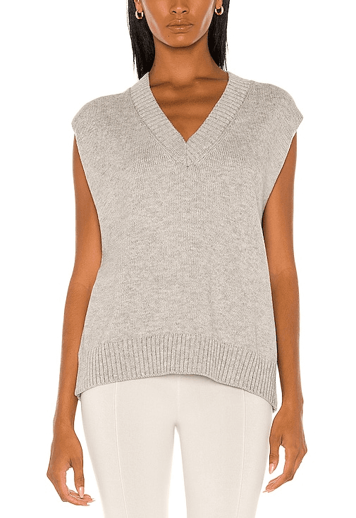 Oversized Sweater Vest In Heather Grey - Image 1