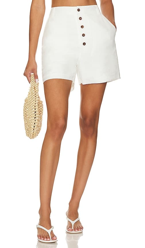Air Linen Boyfriend Short In White - Image 1