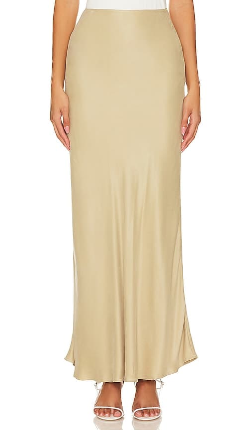 The Line By K Cleo Bias Cut Skirt In Khaki - Image 1