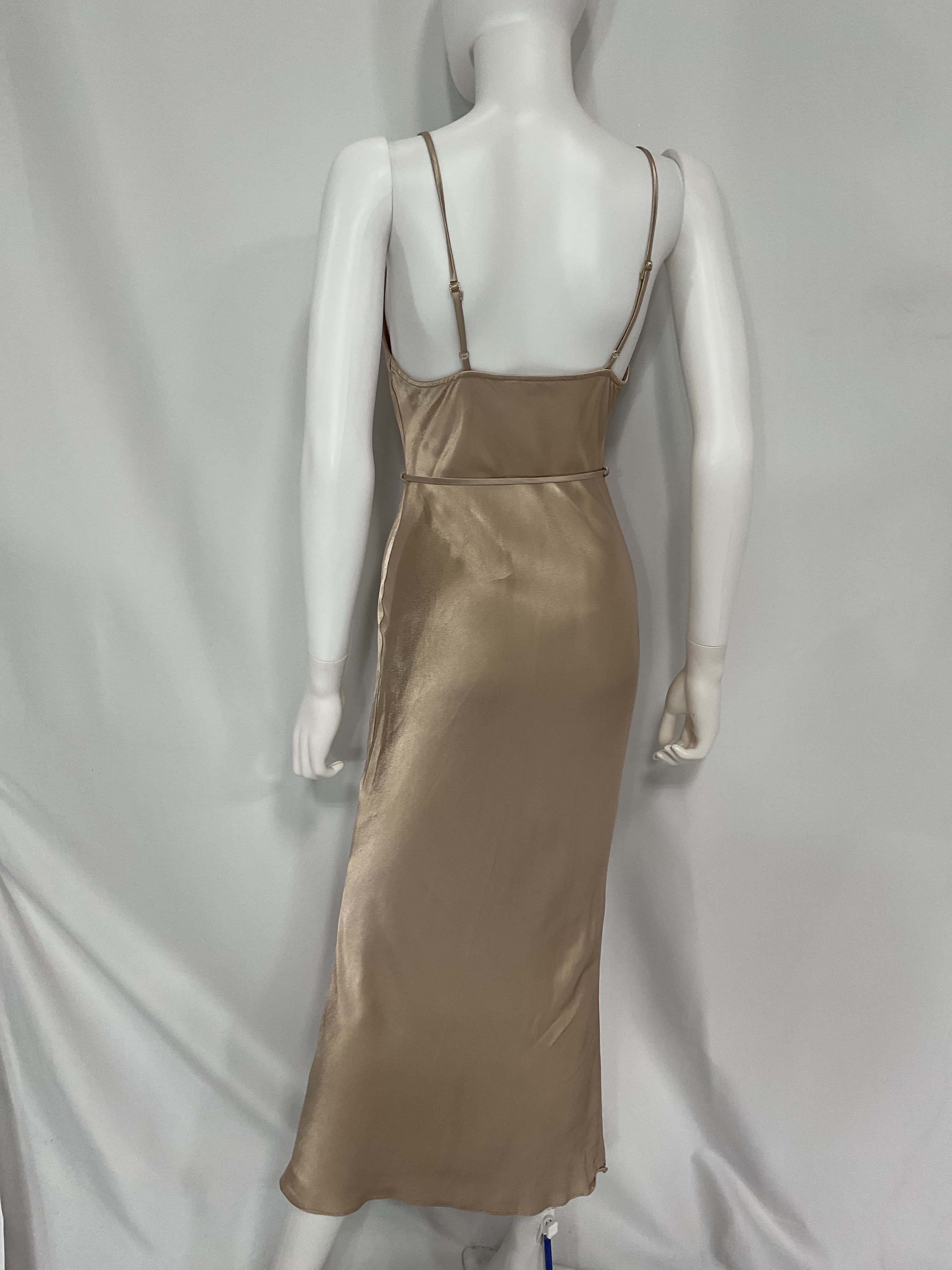 La Lune Bias Cowl Midi Dress In Gold - Image 3