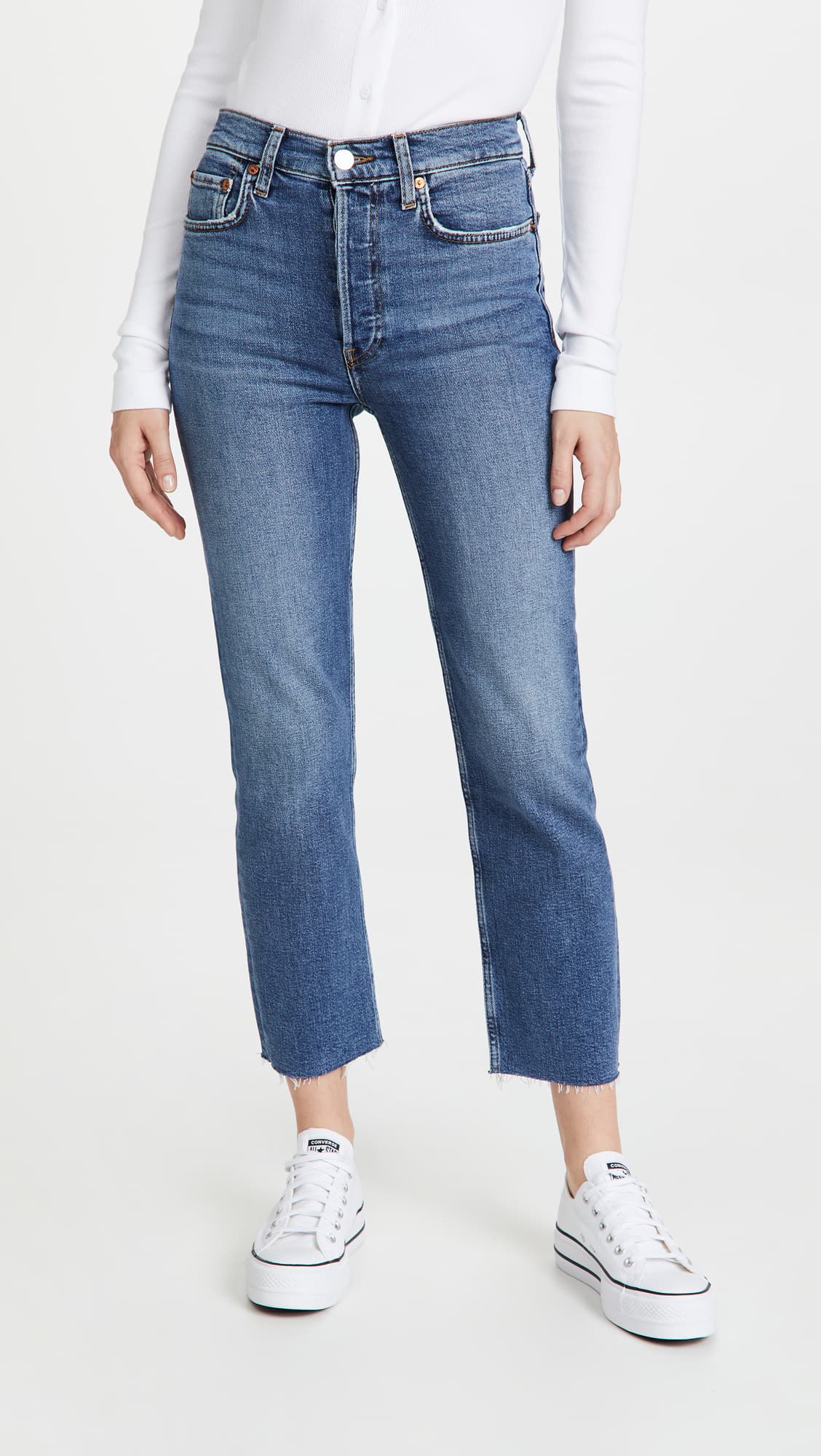 High Rise Comfort Stretch Stove Pipe Jeans - Image 1