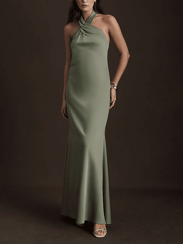 Ruby Twist Halter Satin Gown - Image 1