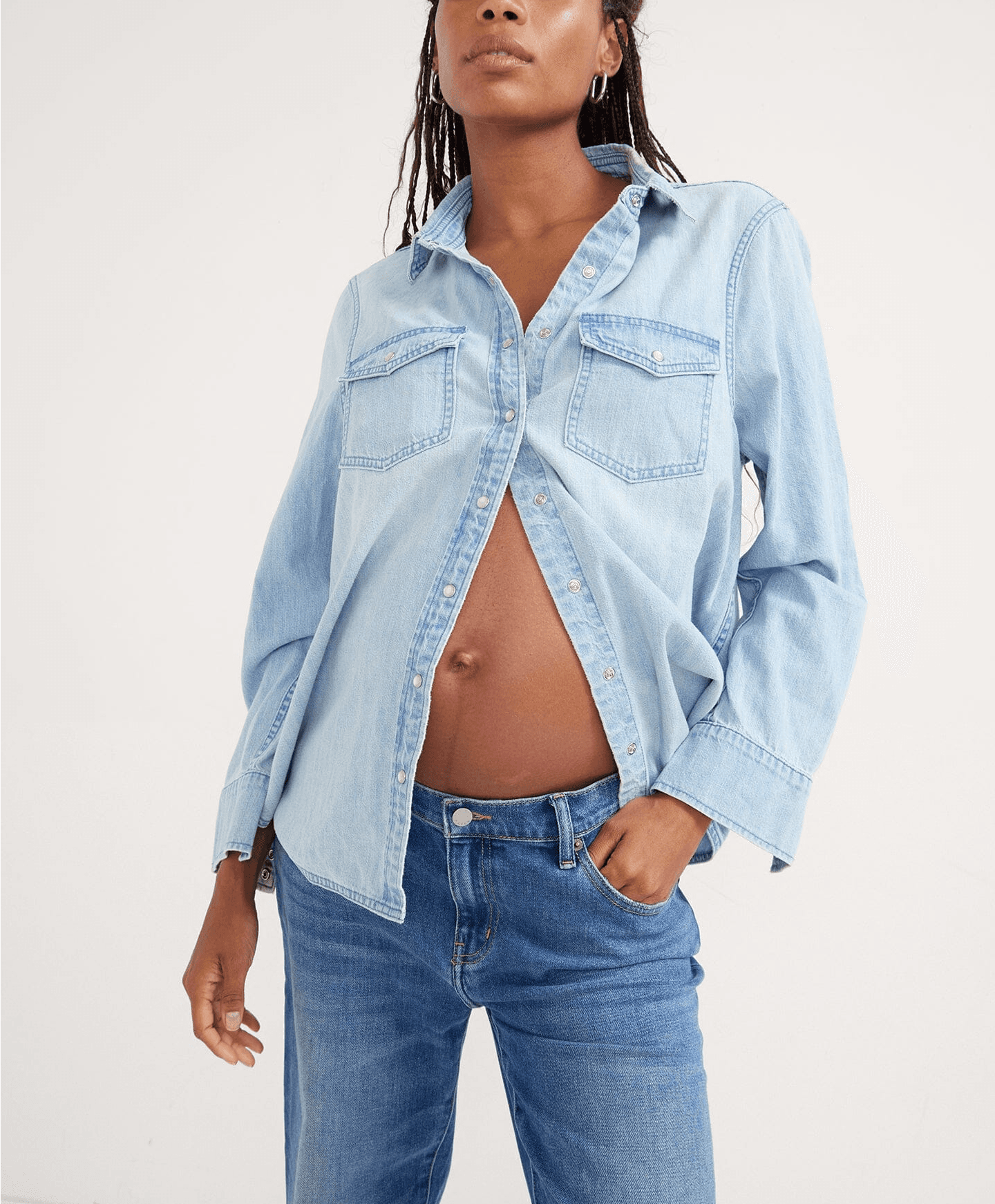 The Denim Maternity Shirt - Image 1