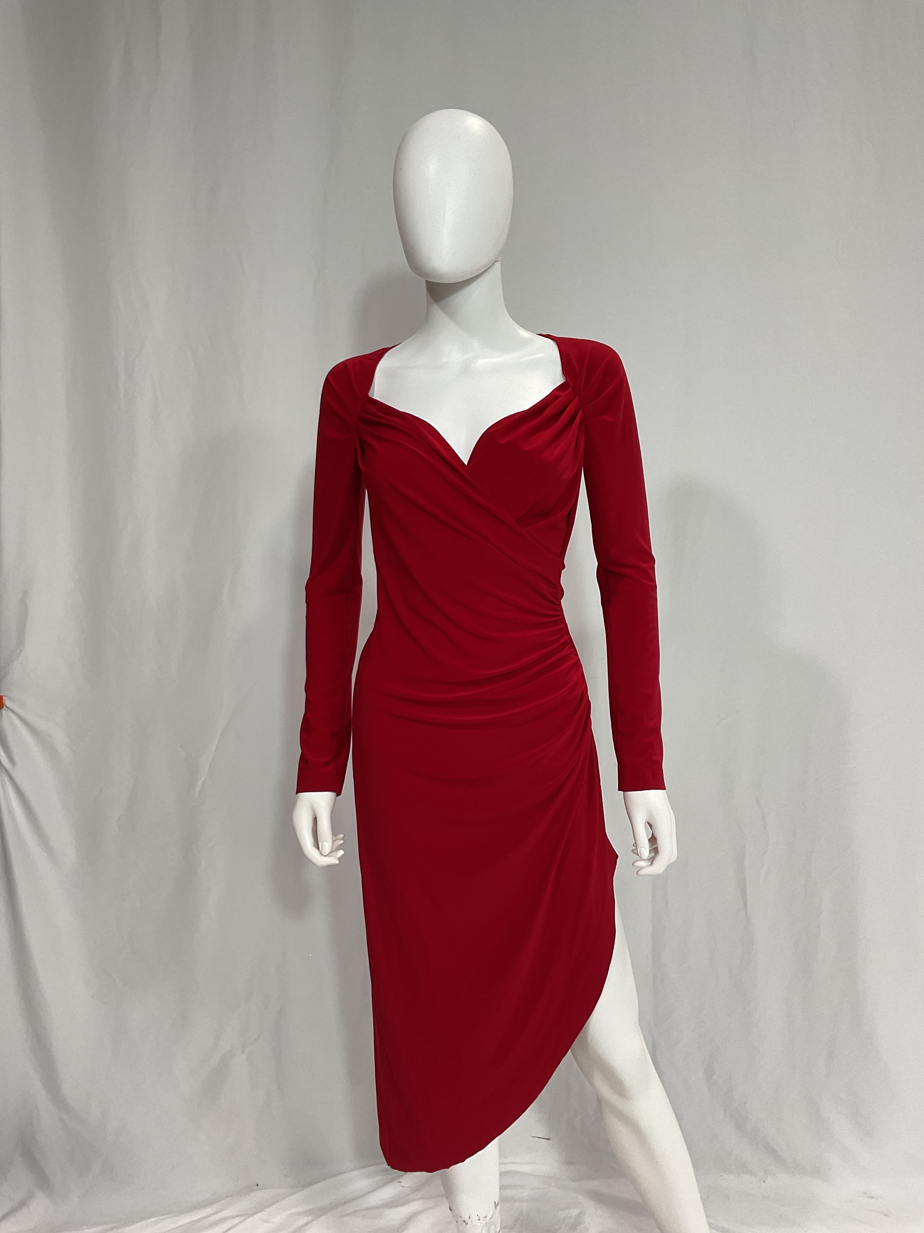 Long Sleeve Sweetheart Side Drape Gown - Image 3