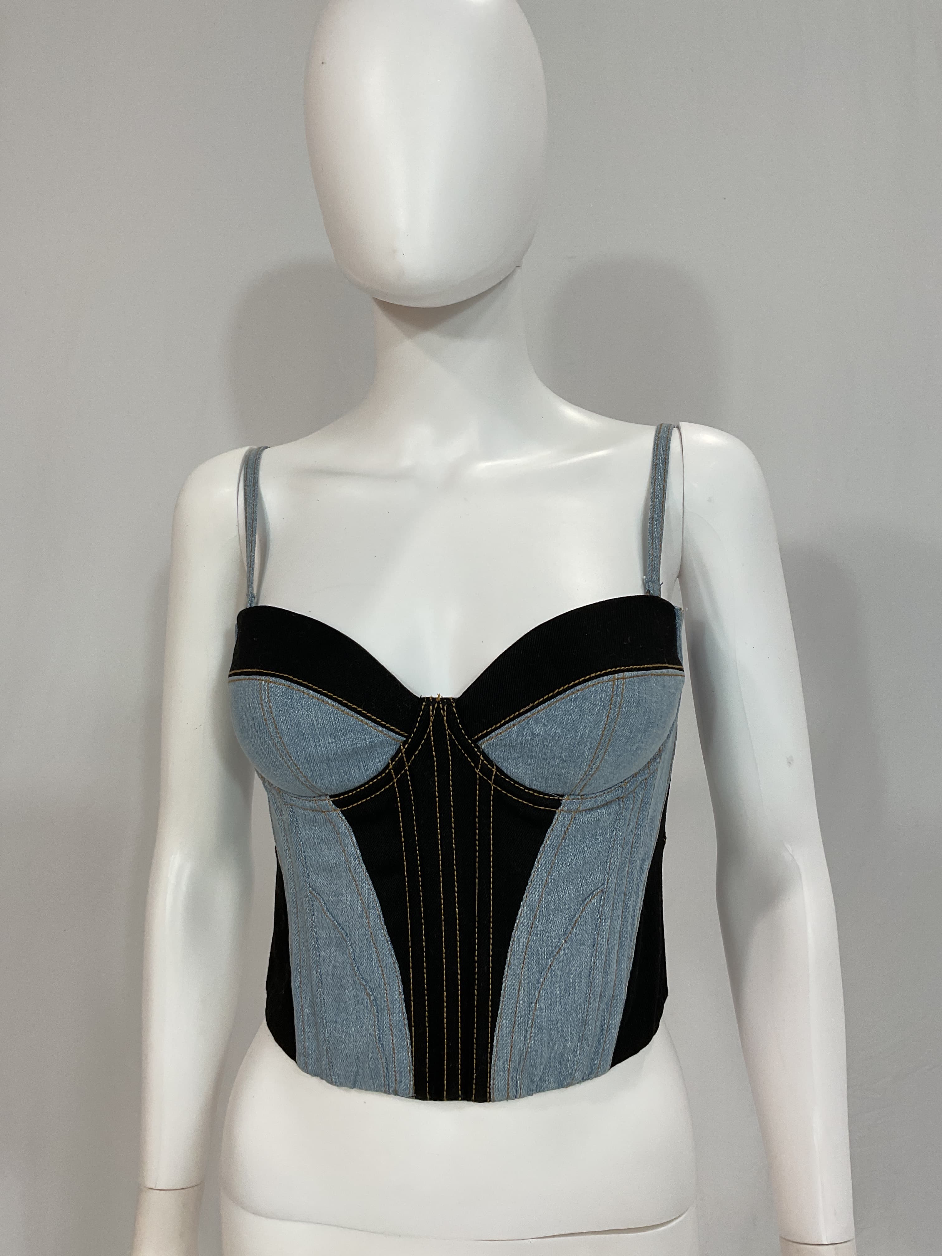 Two Toned Denim Bustier - Image 4