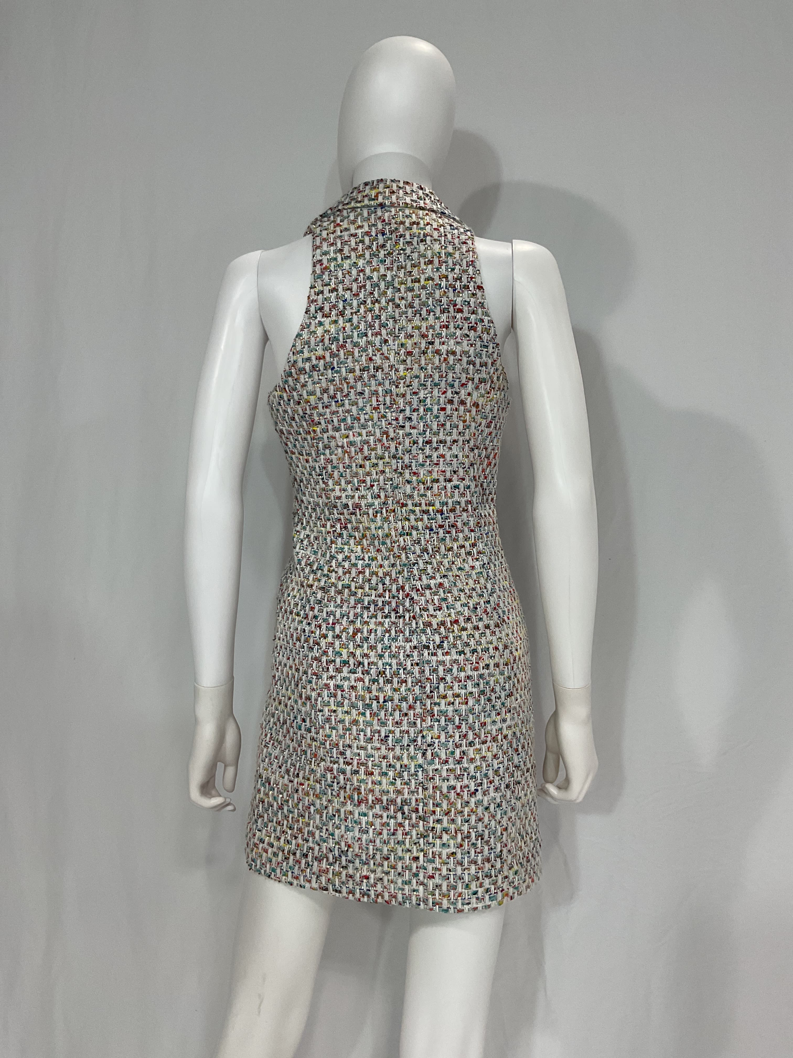 Rochelle Mini Dress In Rainbow Tweed - Image 4