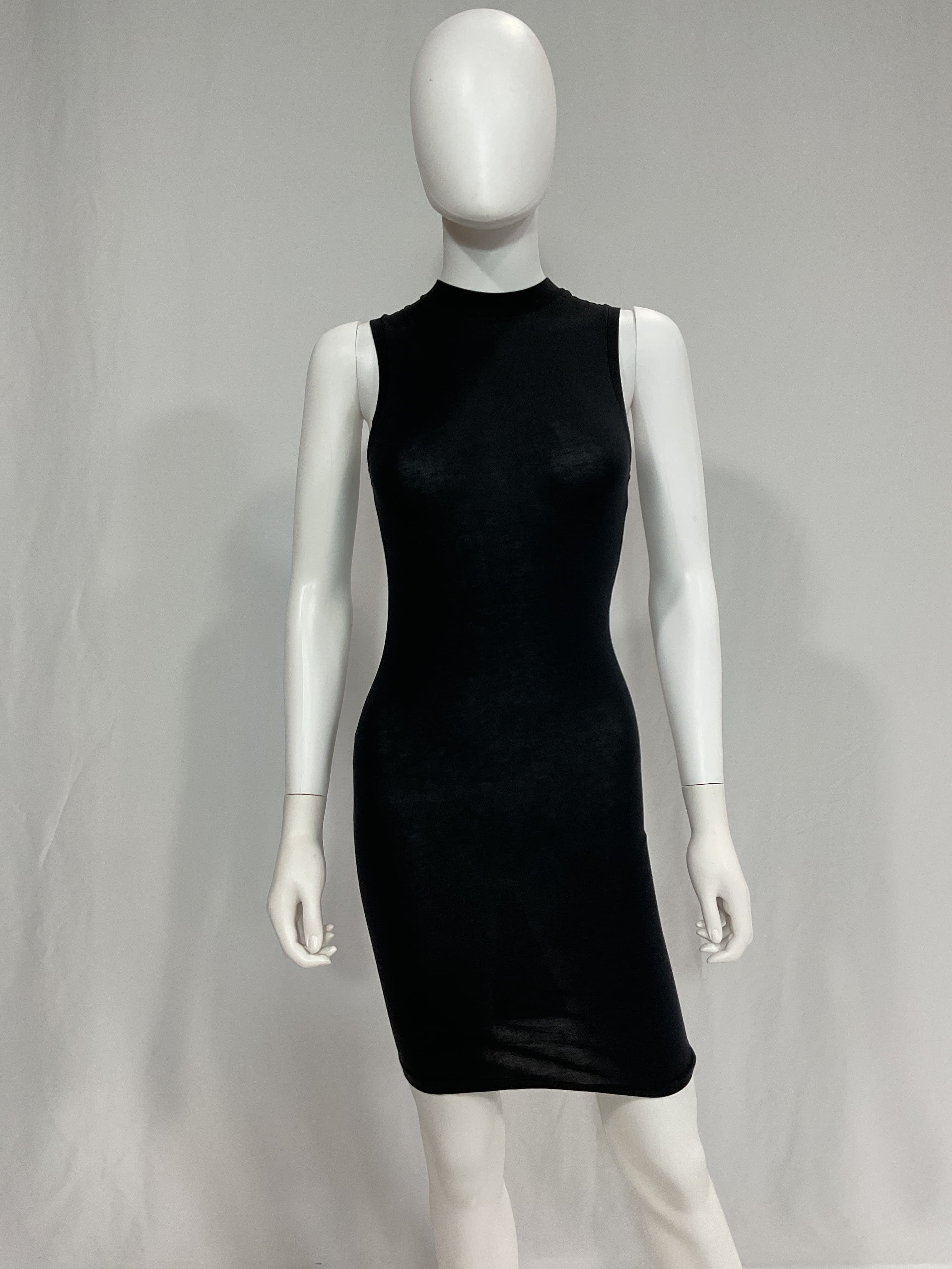 Jersey Mock Neck Mini Dress In Black Ink - Image 3