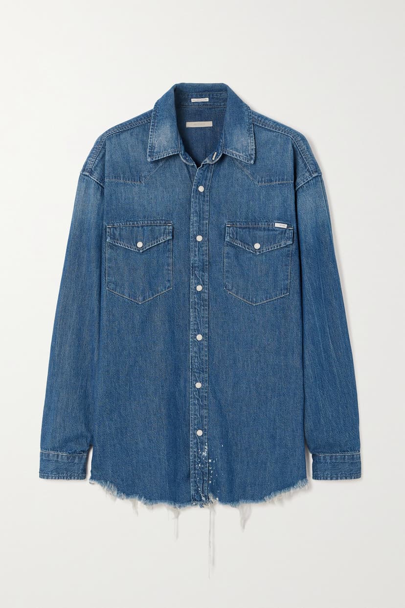 The Western Frayed Denim Shirt - Image 1