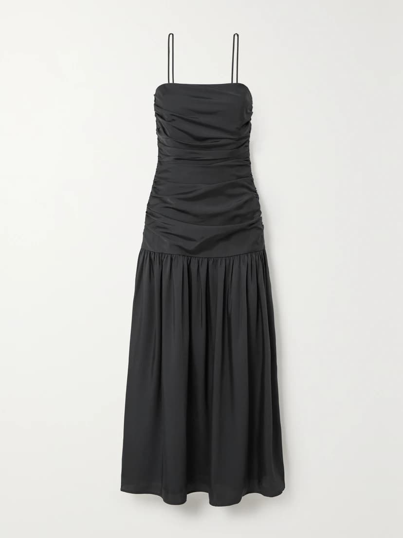 Natalia Ruched Recycled Duchesse-Satin Maxi Dress - Image 1