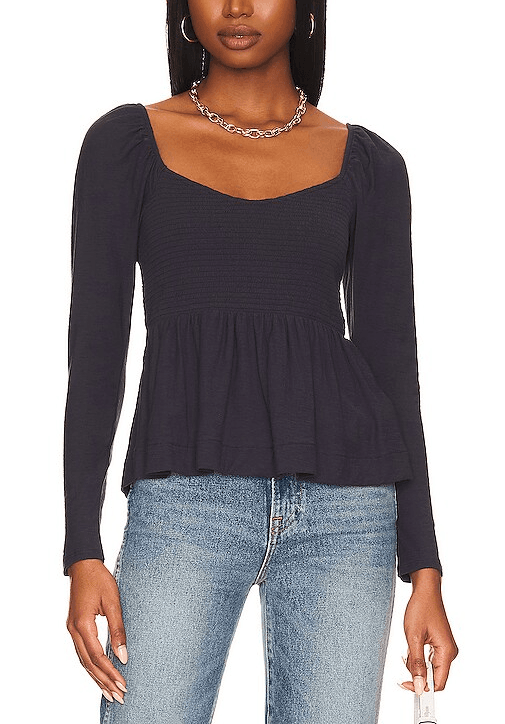 Zoie Babydoll Tee In It's Navy - Image 1
