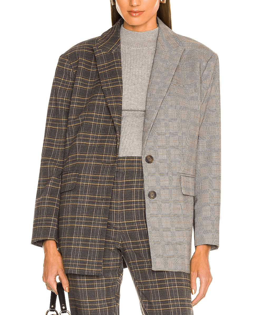 Oversized Contrast Plaid Blazer - Image 1